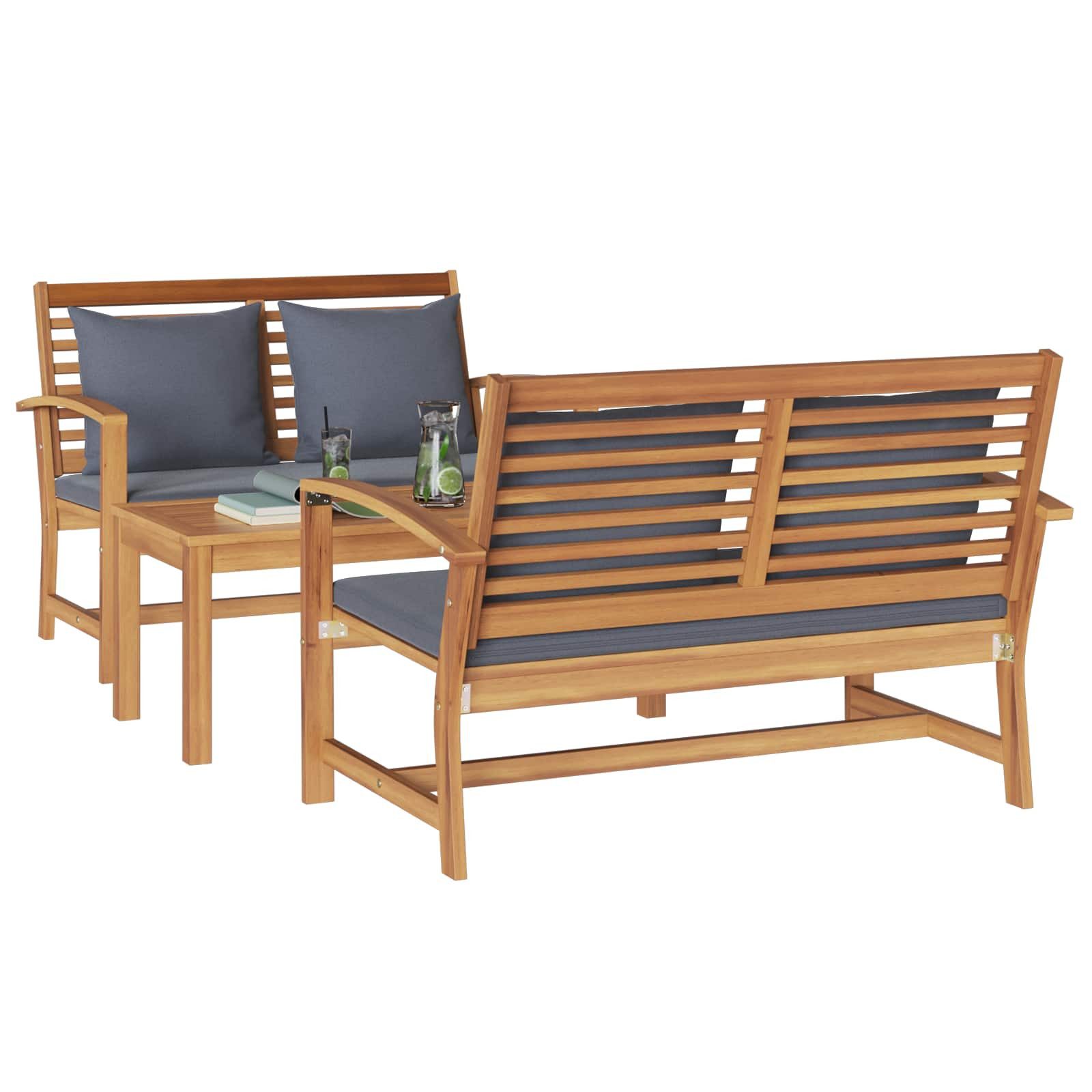 vidaXL Gartenlounge-Set Gartensofa-set 3 Stk. Natur Massives holz, (3-tlg)