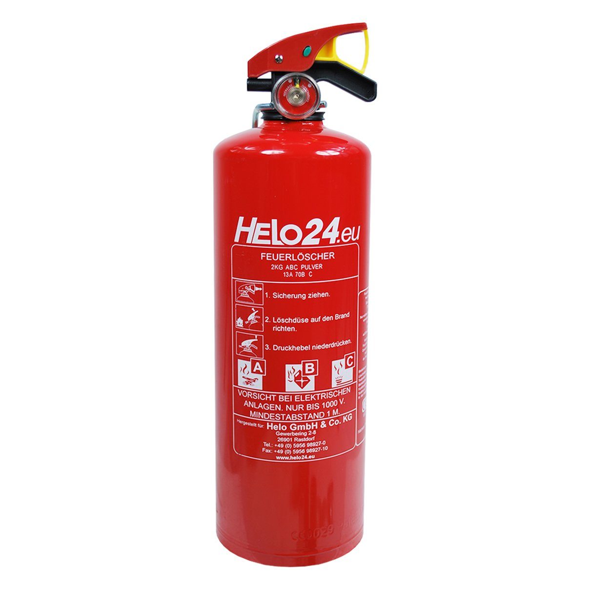 HELO24 Pulver-Feuerlöscher 1 x 2kg D2