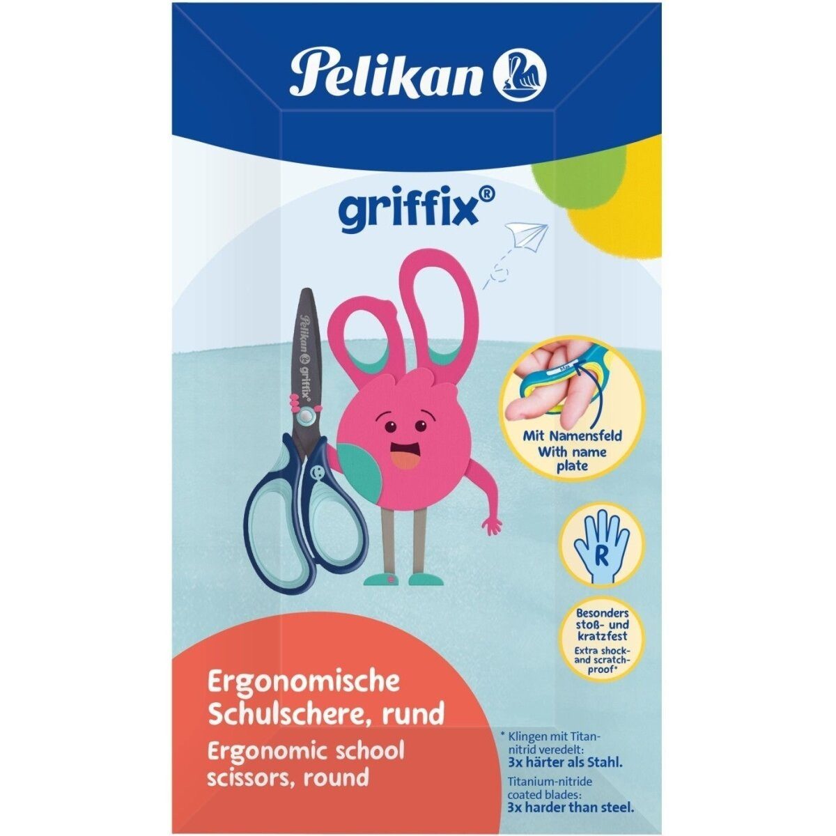 Pelikan Papierscheren Schulschere griffix Rechtshänder Rund 14cm Blau