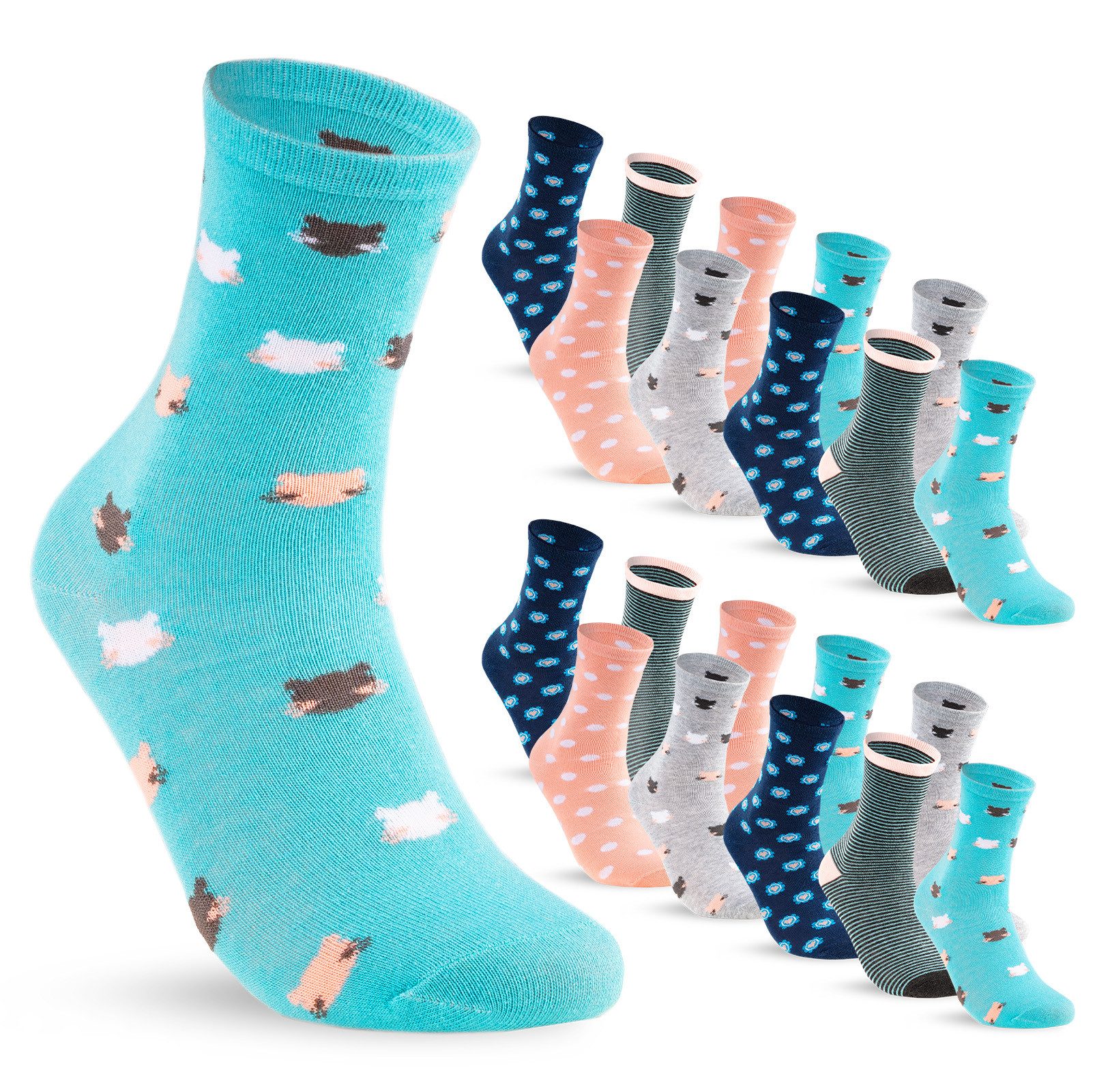 sockenkauf24 Socken 10 Paar Kinder Socken Jungen & Mädchen Baumwolle Kindersocken (31-34) - 54377