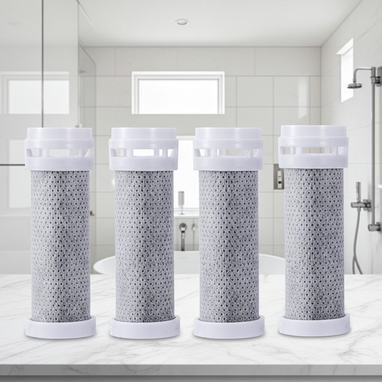 shop'n smile ideoon Wasserfilter Ersatz für 3-in-1-Duschkopf, reduziert Chlor, Fluoride & Bakterien, Zubehör für Ersatz-Wasser-Filter für 3-in-1-Duschkopf (CH9833), für weicheres Wasser & Haut/Haare
