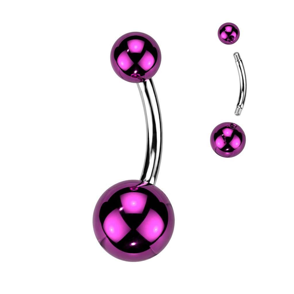 Taffstyle Bauchnabelpiercing Bauchnabelpiercing Banane Chirurgenstahl Stecker Chrome glänzend (Farbenfroher Bauchnabel Schmuck mit Acrylkugeln aus Chirurgenstahl), Hochlanz