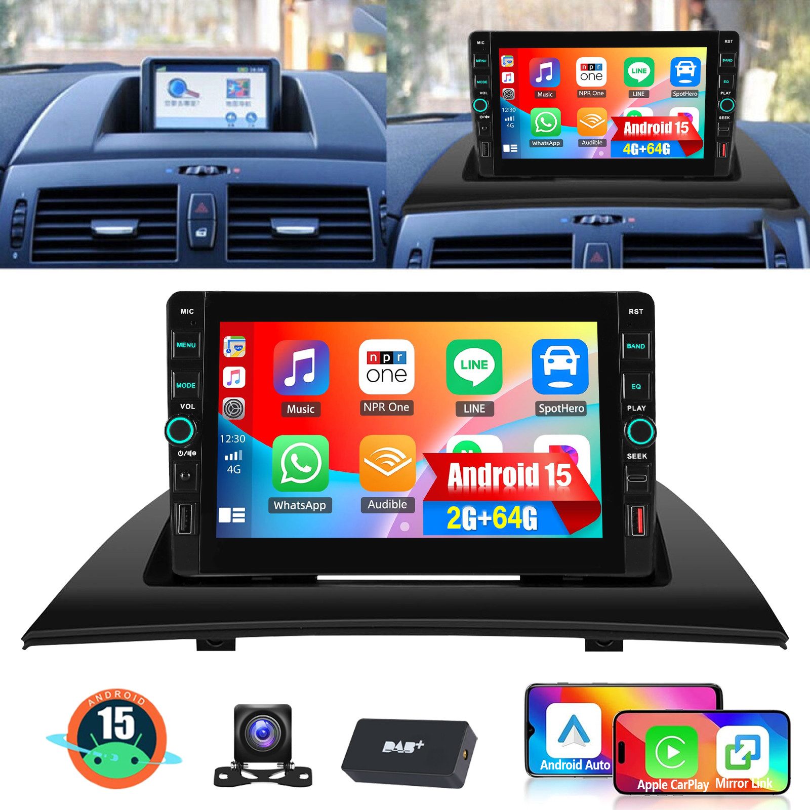 ESSGOO Autoradio Android15 Für BMW X3 E83 2006-2010 GPS Navi WIFI Carplay USB Autoradio (RDS, 4+64GB(optional), Digitalradio (DAB), FM, SWC, Apple Carplay Android Auto GPS Navi WIFI BT EQ)