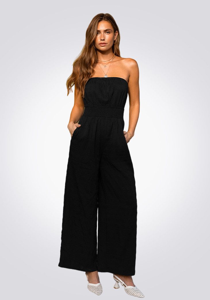 Cupshe Culotte-Overall Sonnenuntergang über den Cays Schwarzer Jumpsuit