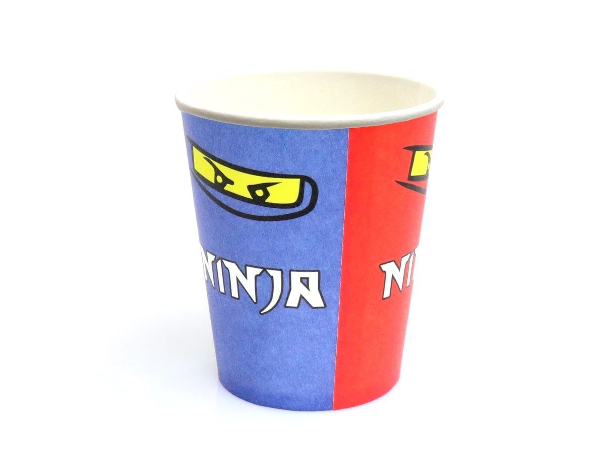 Festivalartikel Einwegbecher NINJA Set 6 Einwegbecher Pappbecher 250 ml