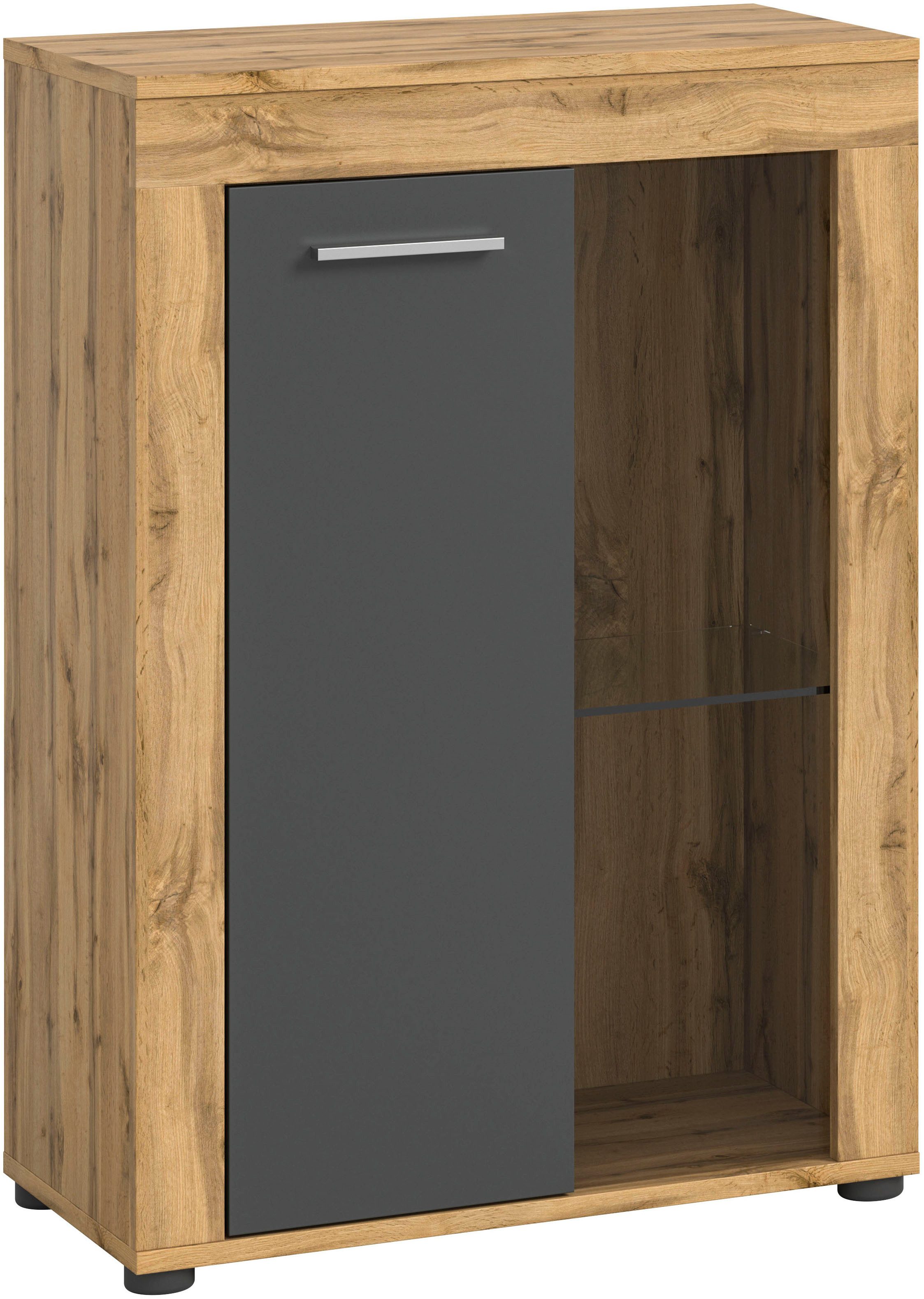 OTTO home Vitrine AOSTA, Breite 60 cm, stehend / hängend, 1 Tür, 1 Glasboden (in verschiedenen Farbausführungen, individuell kombinierbar) Türanschlag wechselbar, Hängevitrine, Standvitrine, Kommode, Anrichte