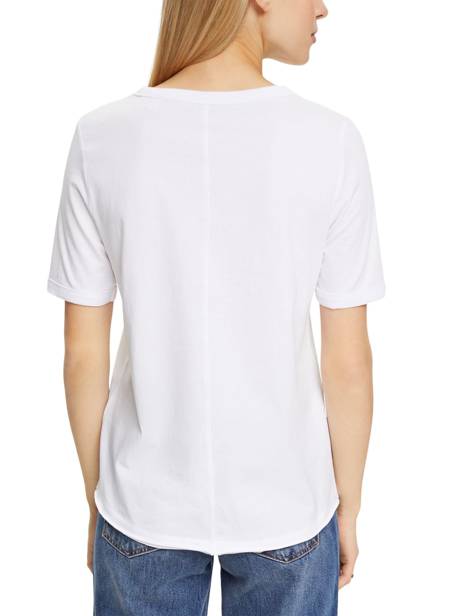 T-Shirt WHITE Logo herzförmigem Esprit (1-tlg) mit Baumwoll-T-Shirt