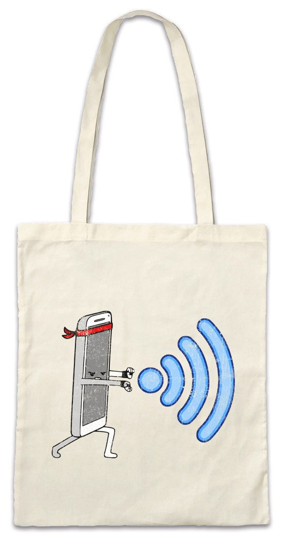 Beuteltasche Wifi Hadoken Stofftasche Wi-Fi Wlan Street Geek Nerd Fun Informatiker