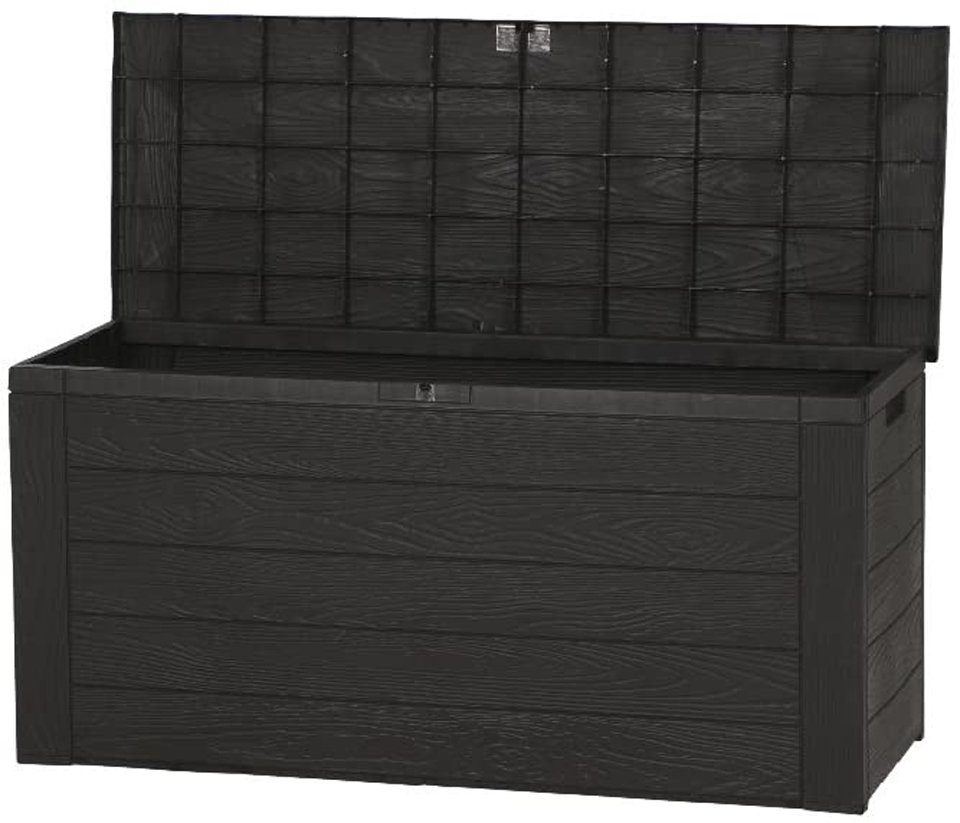 Spetebo Kissenbox Gartenkissenbox WOODY in Holzoptik (Stück, 1 St., Aufbewahrungsbox), Aufbewahrungsbox für Kissen