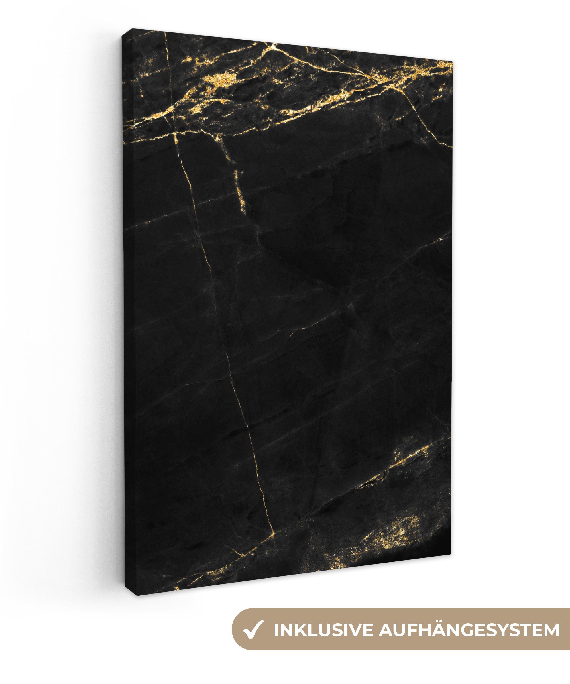 OneMillionCanvasses® Leinwandbild Marmoroptik - Luxus - Schwarz - Gold, Fot günstig online kaufen