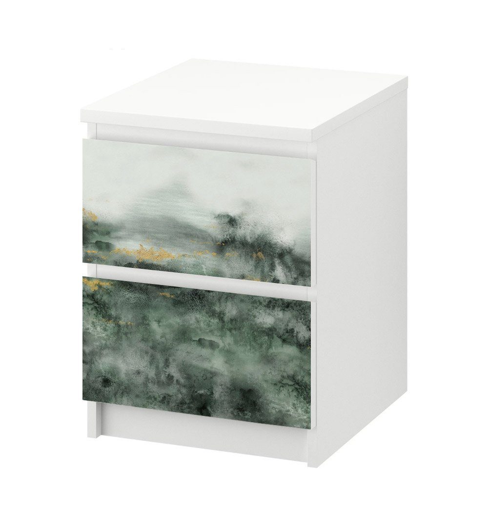 MyMaxxi Möbelfolie Kommodenaufkleber Malm Verwischter Marmor Moos Grün Möbelfolie Folie, (Marmor Moss Abstrakt horizontal grün, }, Ein Aufkleber je Schublade), Selbstklebend
