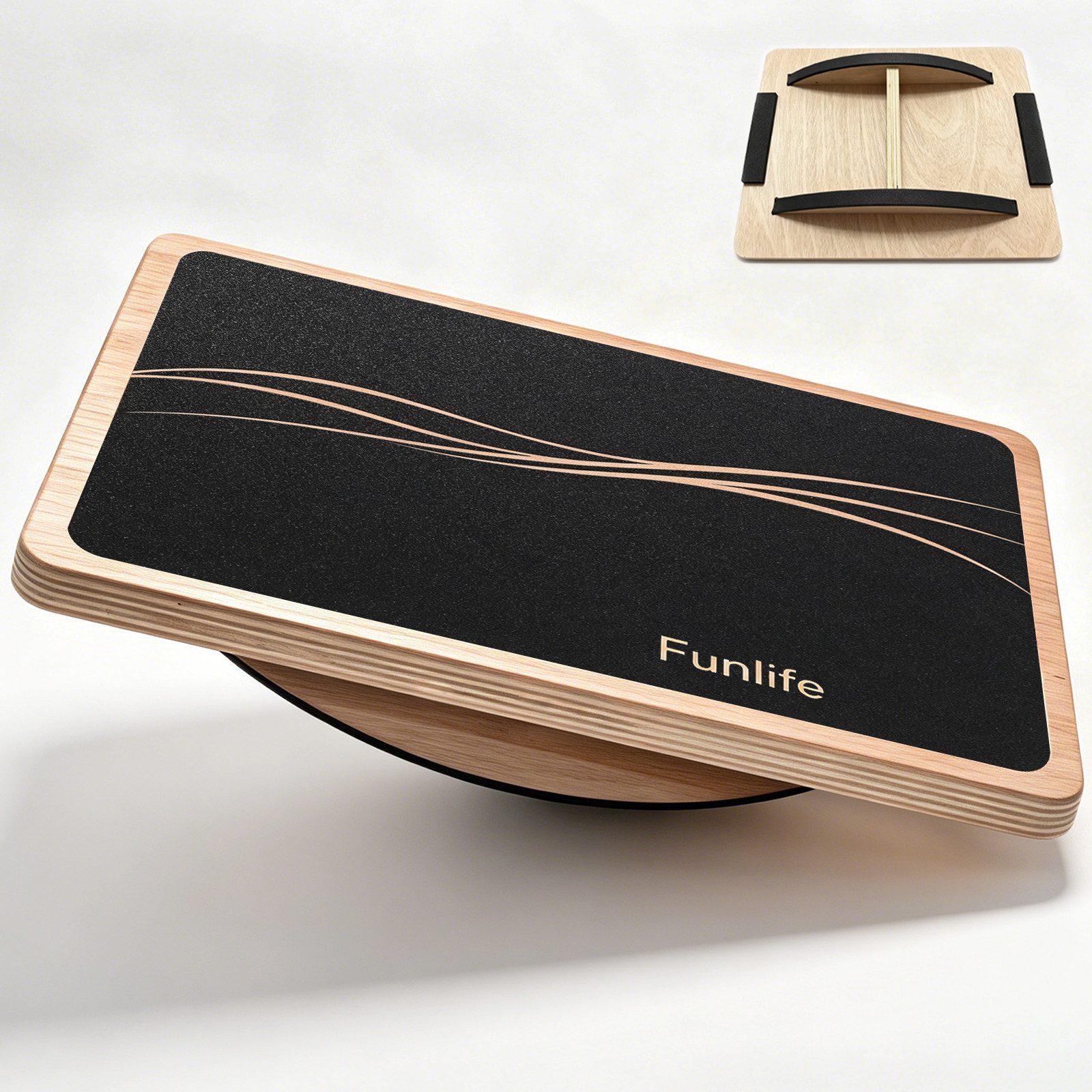 FunLife Balanceboard BERG & FLOW Design-Edition, 43 × 33 cm, rutschhemmend, bis 150 kg