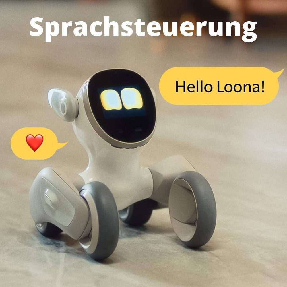 Loona Robotertier Intelligenter Roboterhund, Heimüberwachung, Tolles Geschenk, Stimmen- & Gestensteuerung, Smarte AI ChatGPT-4o, mit Ladestation