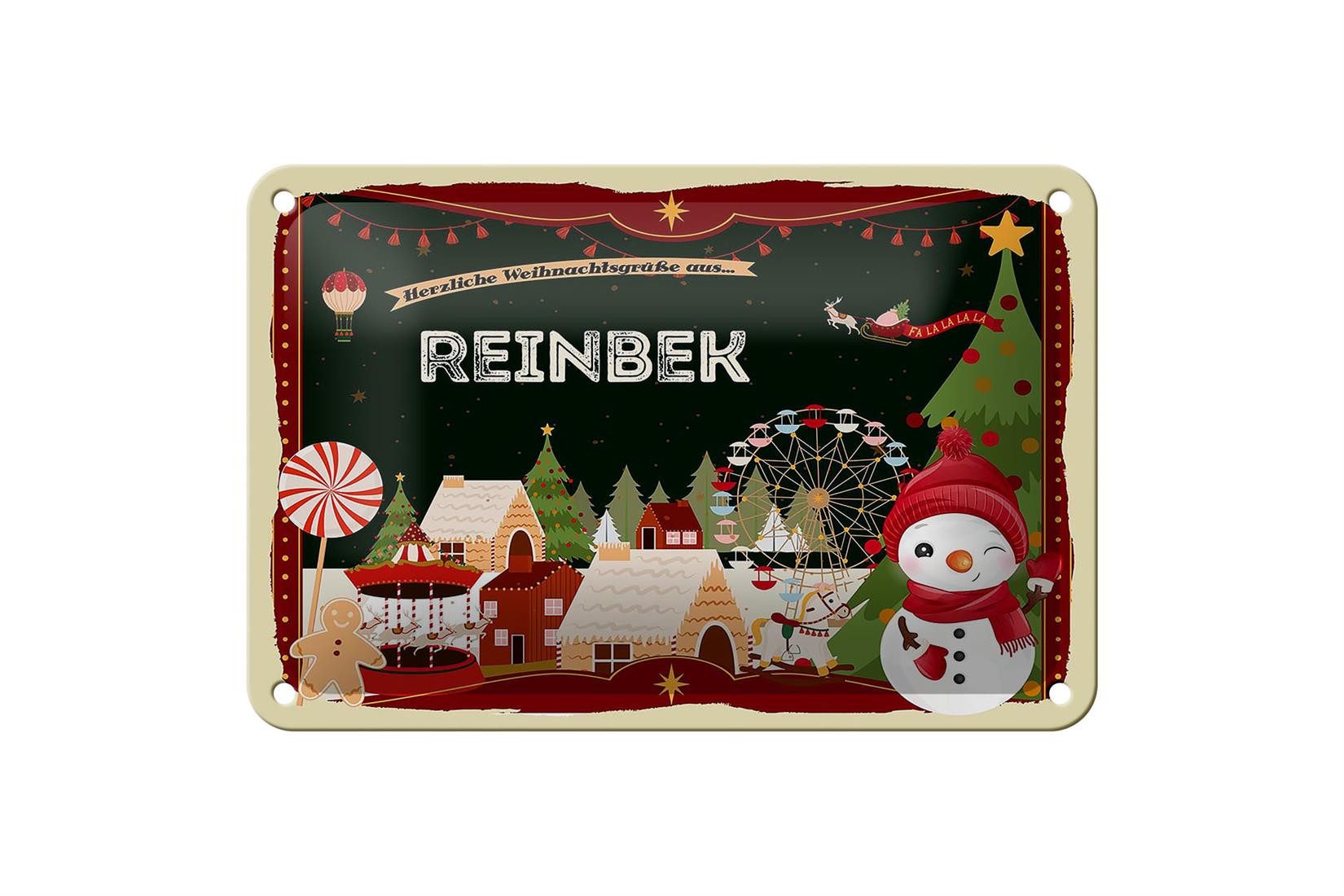 Metallschild Weihnachten Grüße aus REINBEK 18x12cm