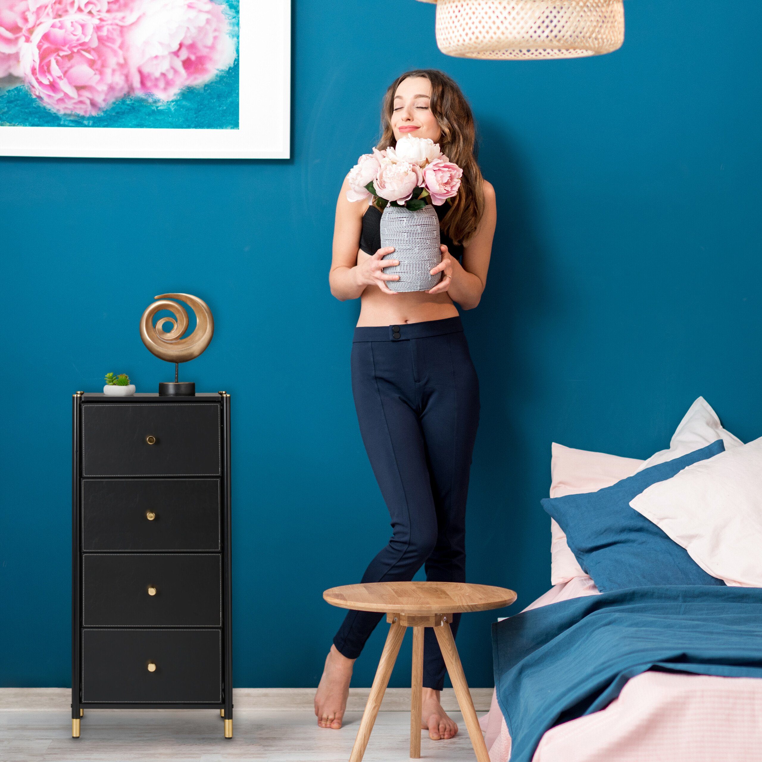 relaxdays Kommode mit 4 Schublade