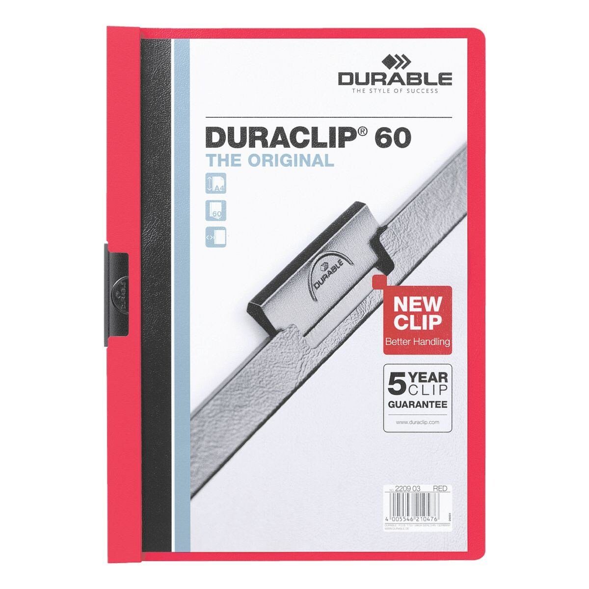DURABLE Hefter Duraclip 60, mit Klemmfunktion, Format DIN A4, bis 60 Blatt