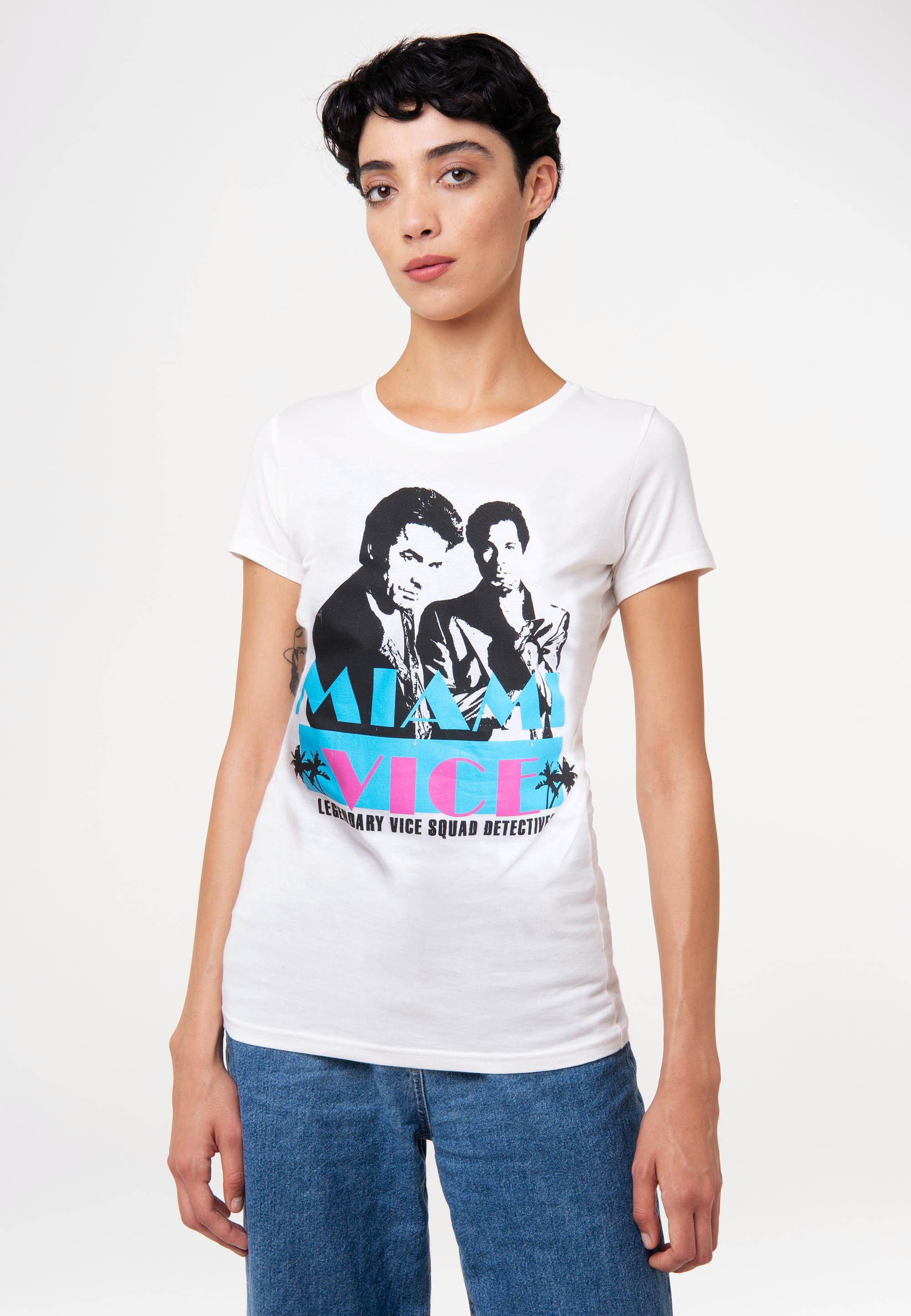 T-Shirt mit LOGOSHIRT Print Vice Miami coolem