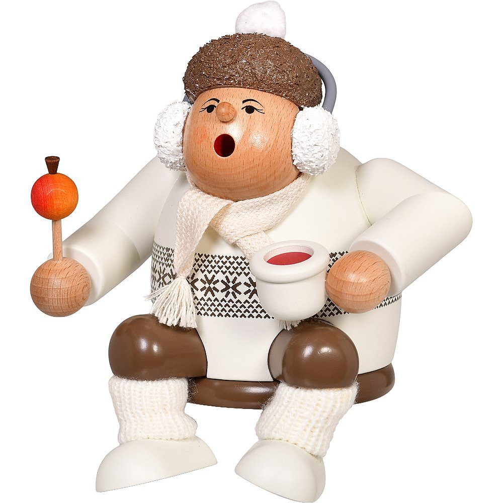 KWO Kunstgewerbe Werkstätten Räuchermännchen Weihnachtsmarktbesucherin - Kantenhocker (15cm) Räuchermann von KWO