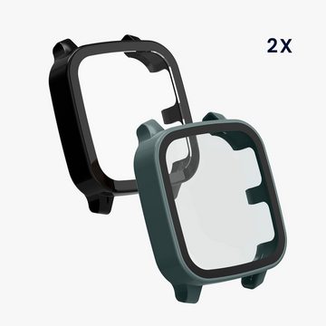 kwmobile Smartwatch-Hülle 2x Hülle für Garmin Venu Sq 2 Music / Sq 2, Fullbody Fitnesstracker Glas Cover Case Schutzhülle Set