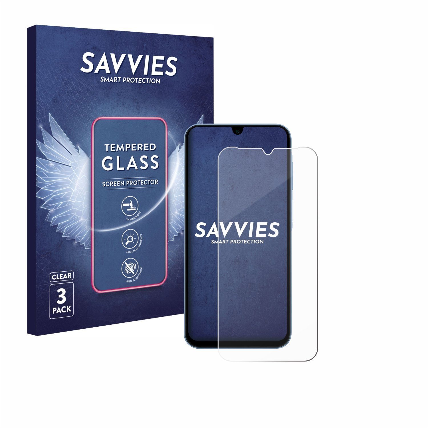 Savvies Panzerglas für Samsung Galaxy A15 5G, Displayschutzglas, 3 Stück, Schutzglas Echtglas 9H Härte klar Anti-Fingerprint