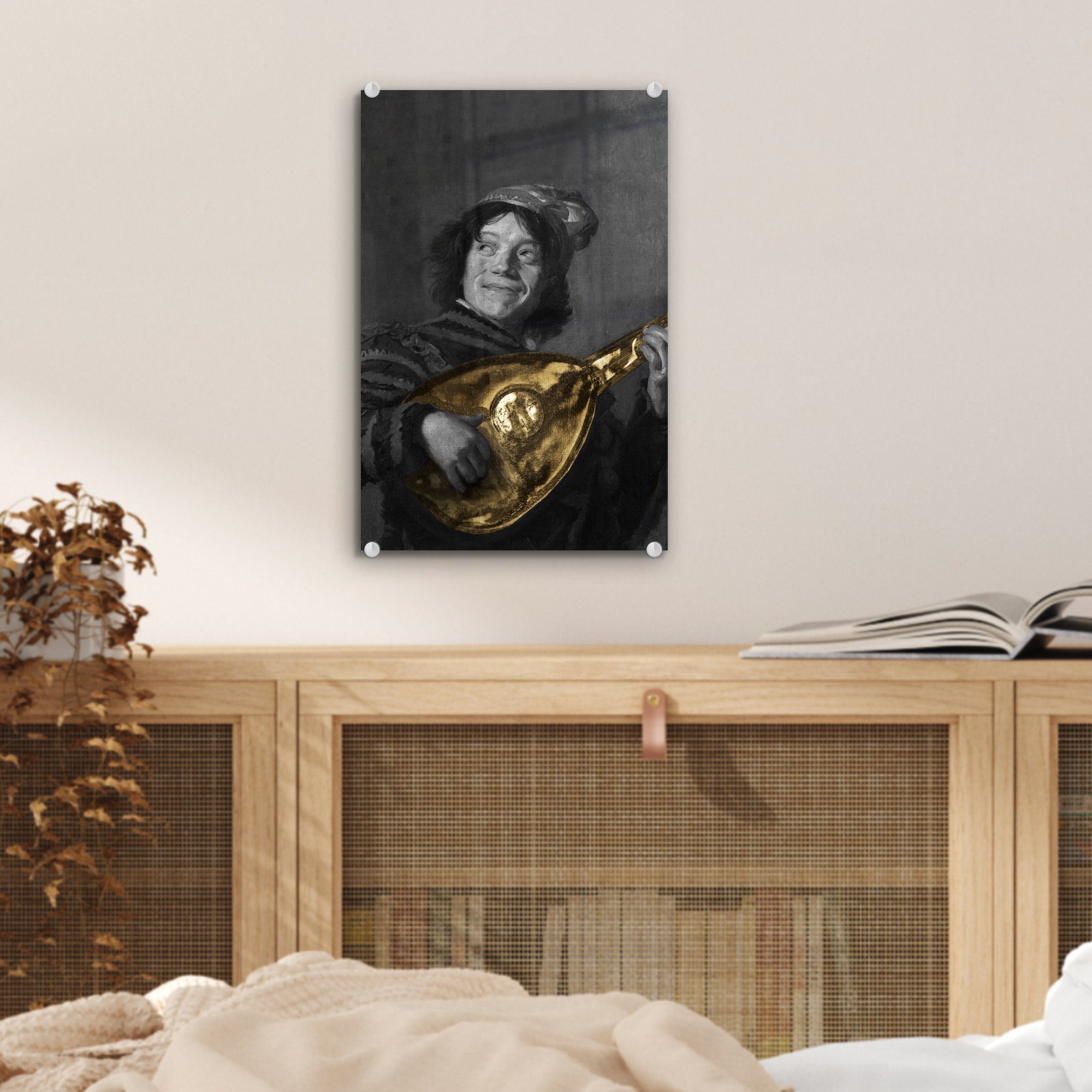 Der Glas Wanddekoration - Gold, auf St), Acrylglasbild Frans Foto (1 Lautenspieler Glas Bilder - Hals - - - Wandbild Glasbilder auf MuchoWow