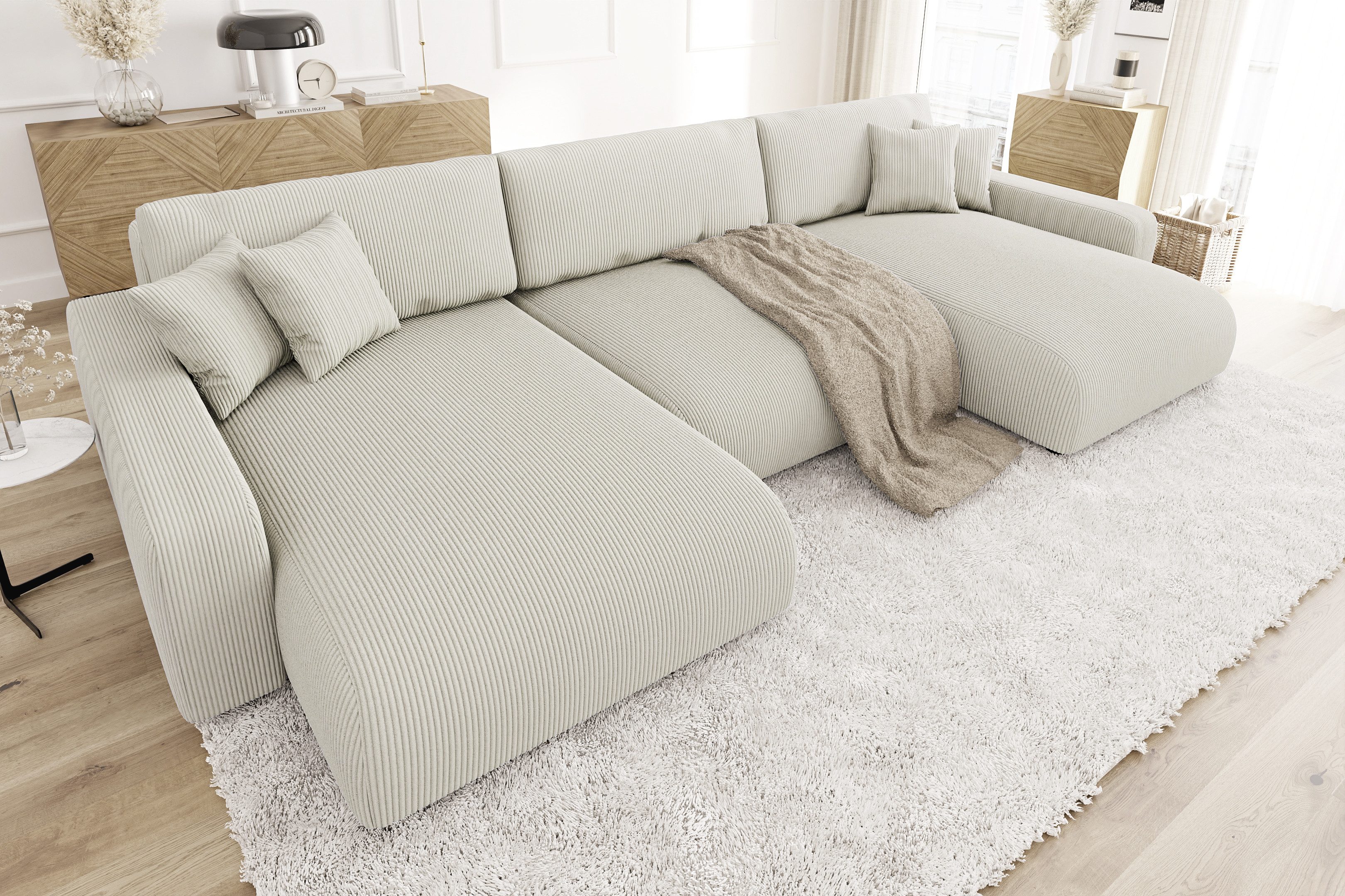 S-Style Möbel Wohnlandschaft Emma mit Schlaffunktion günstig online kaufen