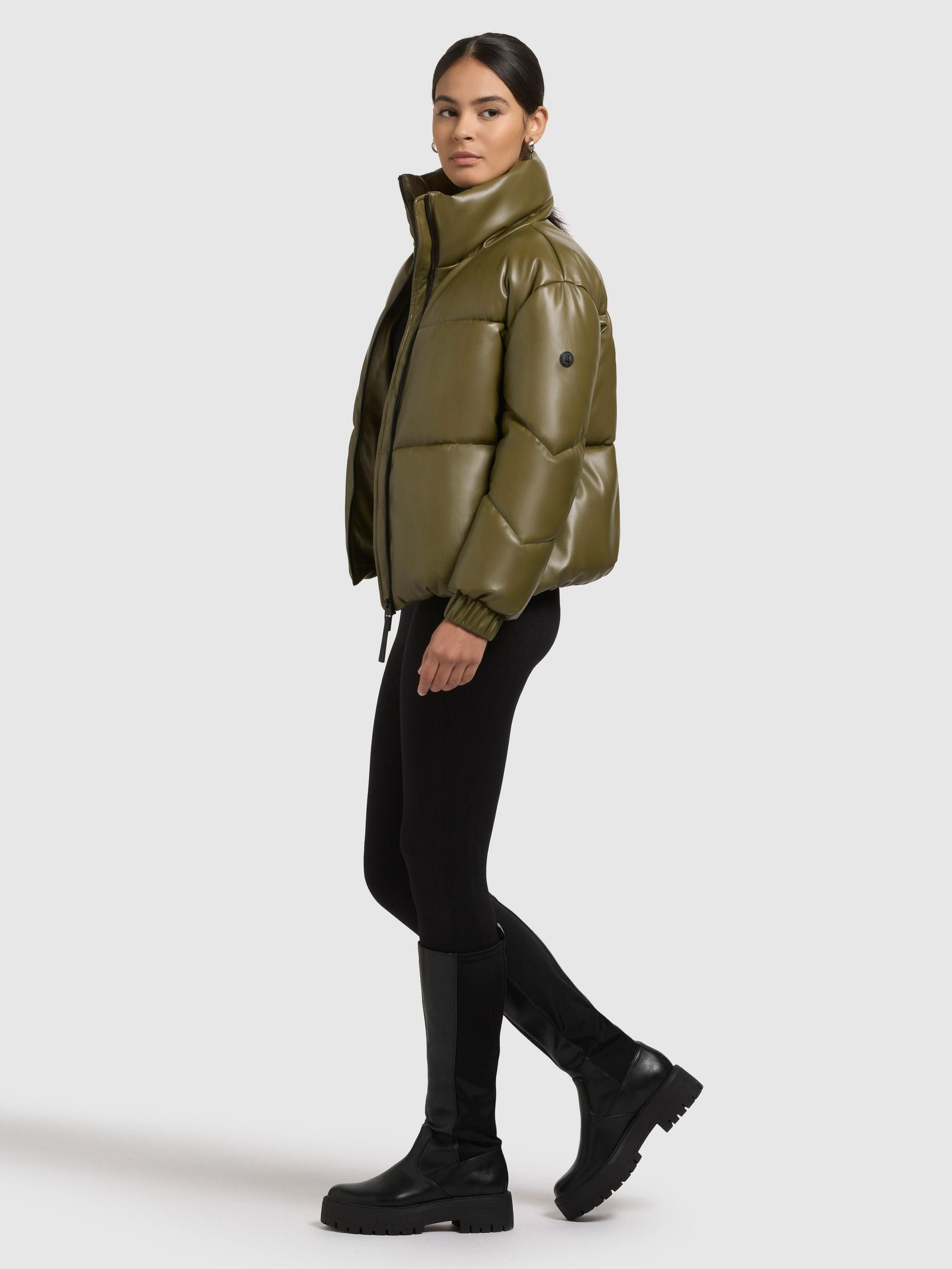 khujo Steppjacke Khalia Gesteppte Damen Winterjacke in Lederoptik