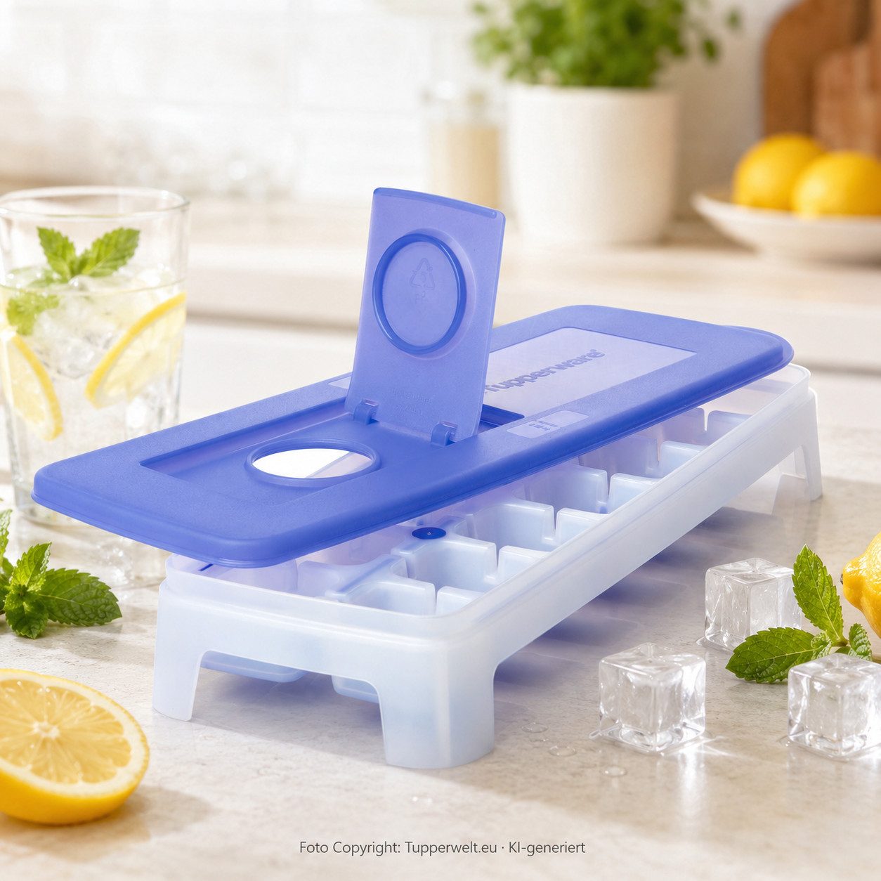 TUPPERWARE Eiswürfelform Tupperware Eiswürfler mit lila Deckel