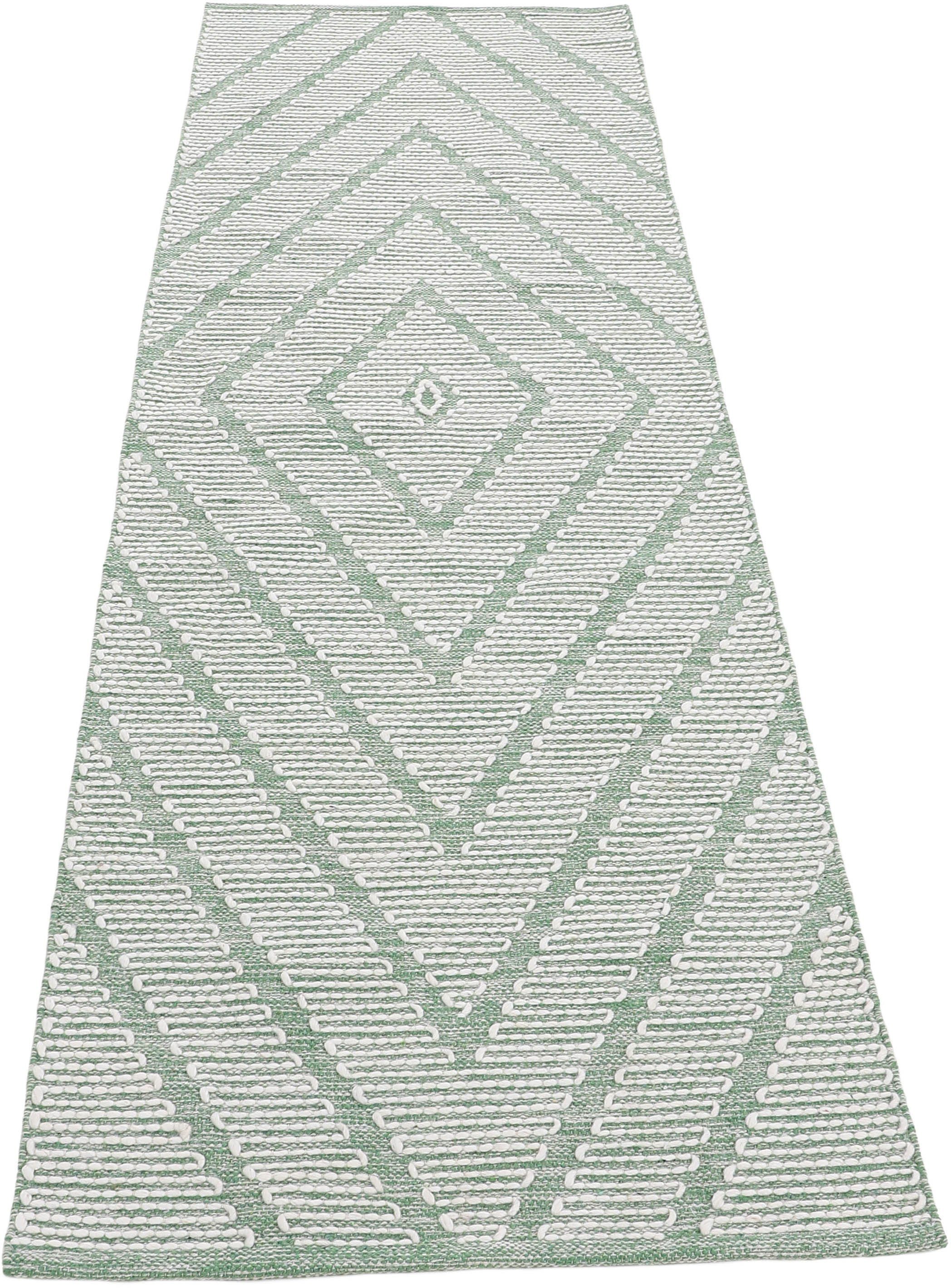 Läufer Kelim Durry, carpetfine, rechteckig, Höhe: 5 mm, Handweb, geometrisch,  Hoch-Tief Effekt, handgewebt, reine Baumwolle