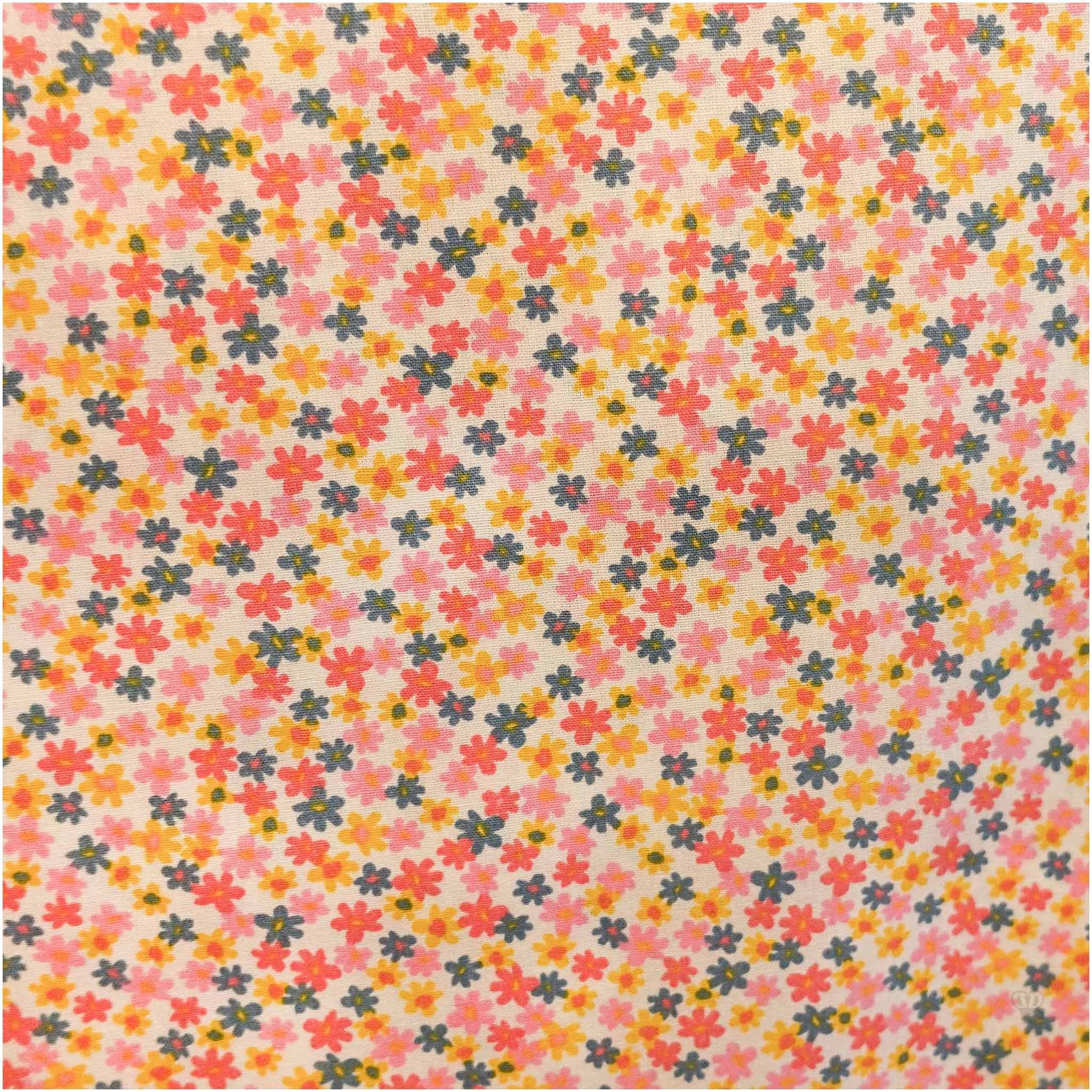 maDDma Stoff Baumwoll-Stoff bunte Blumenwiese ab 1x1,45m Popeline Sommerstoff, 012 - bunte Blüten