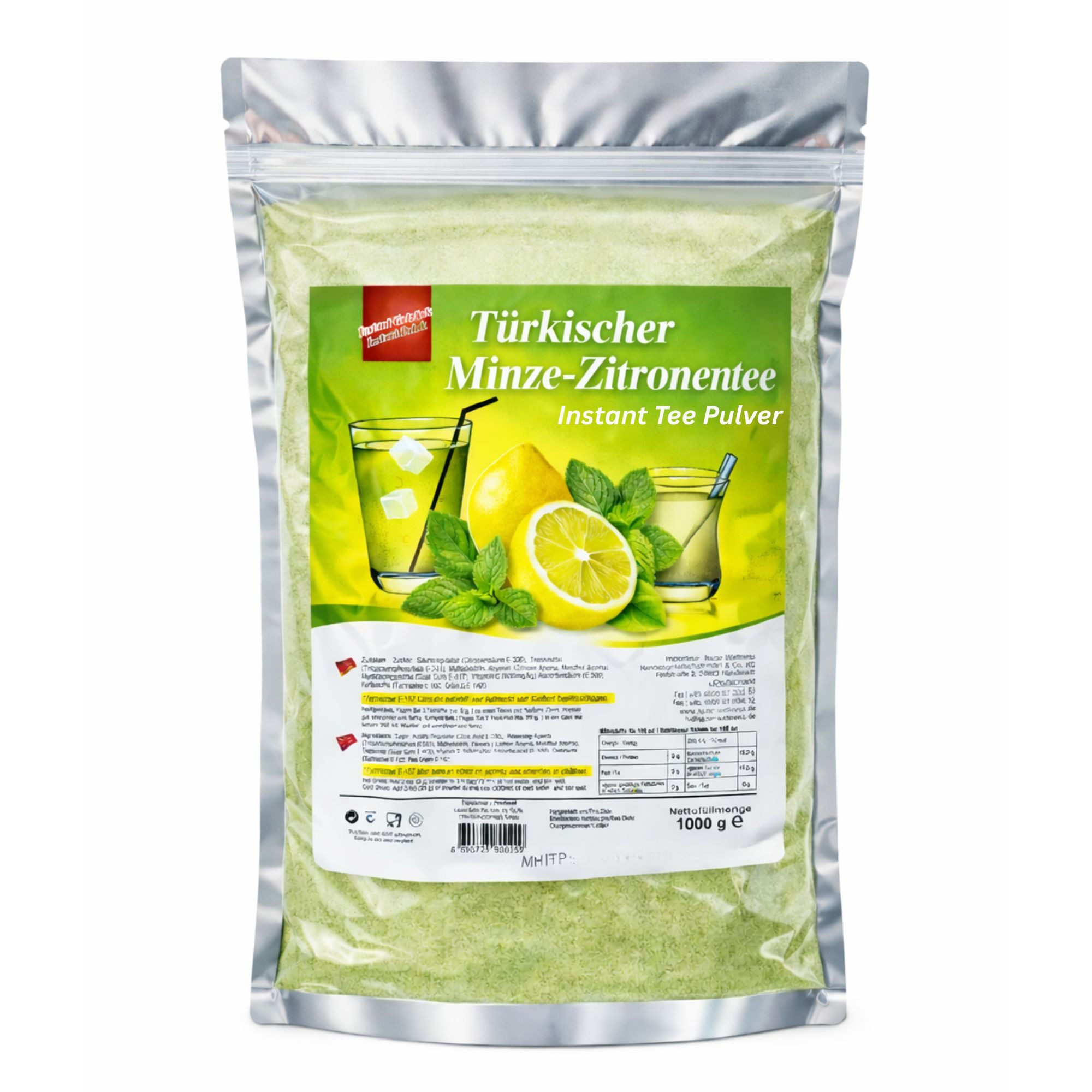 Tee Türkischer Tee Pulver Minze Zitrone 1 kg Instanttee "Lezzo", schnell löslich, heiß oder kalt genießen