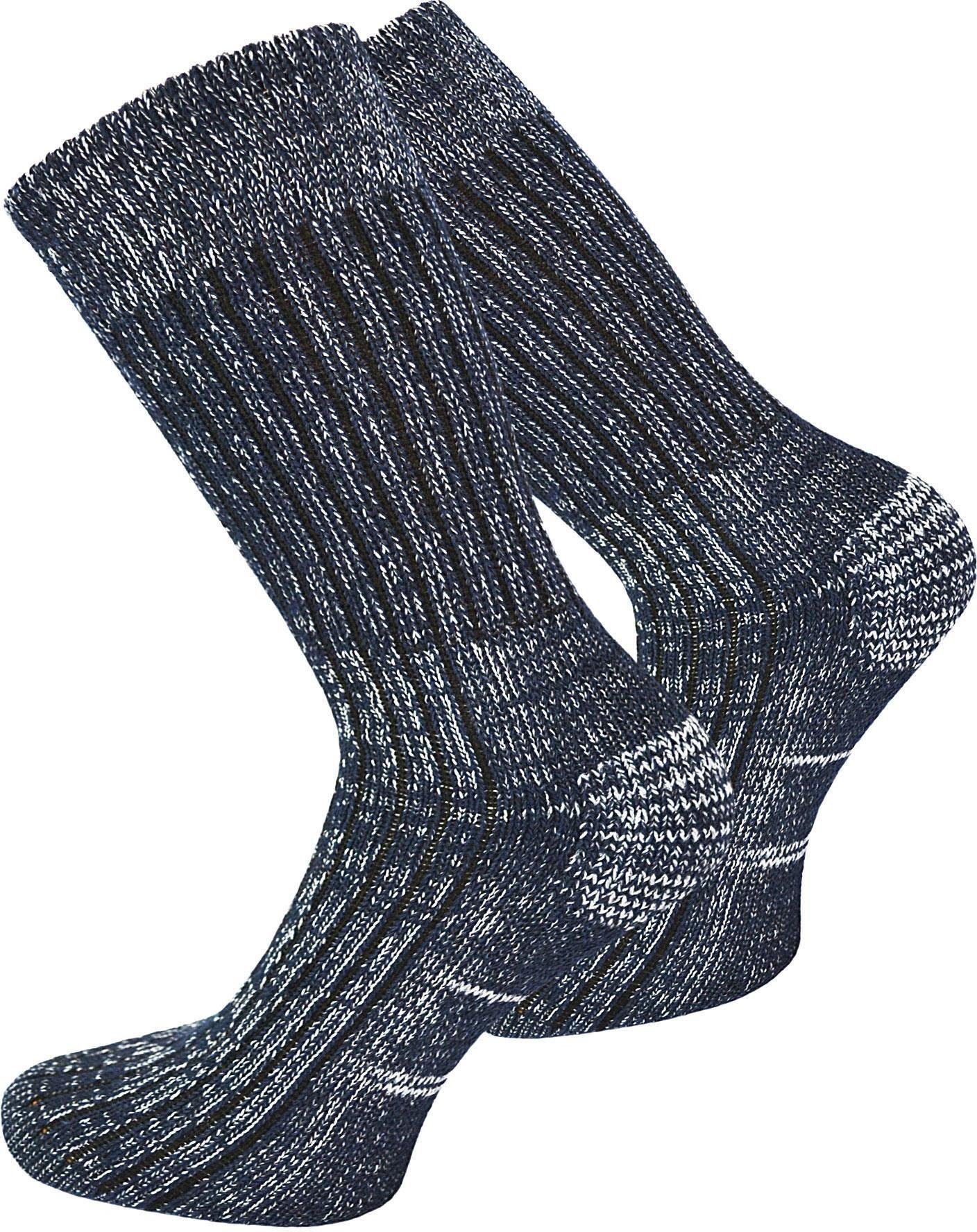 Paar) 6 (6er-Set, angenehmer Paar mit normani Marine 6 Jeanssocken Frotteesohle Basicsocken Bund