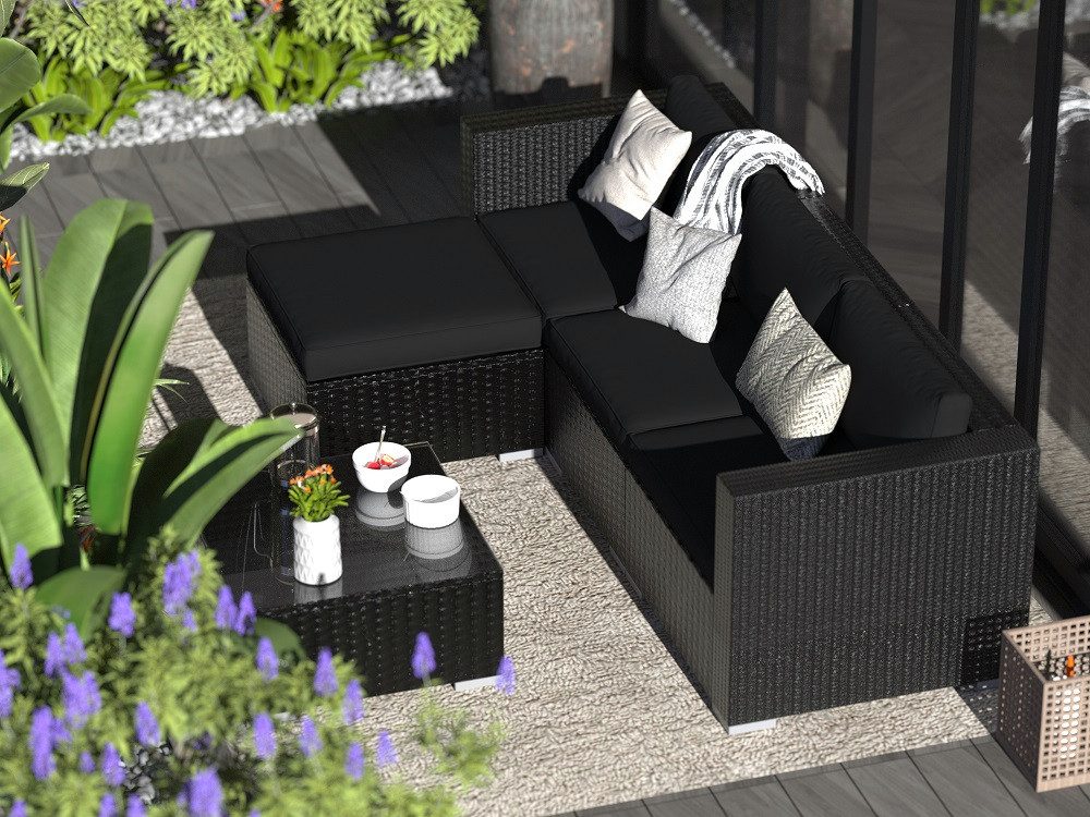 MeXo Gartenlounge-Set Balkonmöbel Rattan Modulsofa mit günstig online kaufen