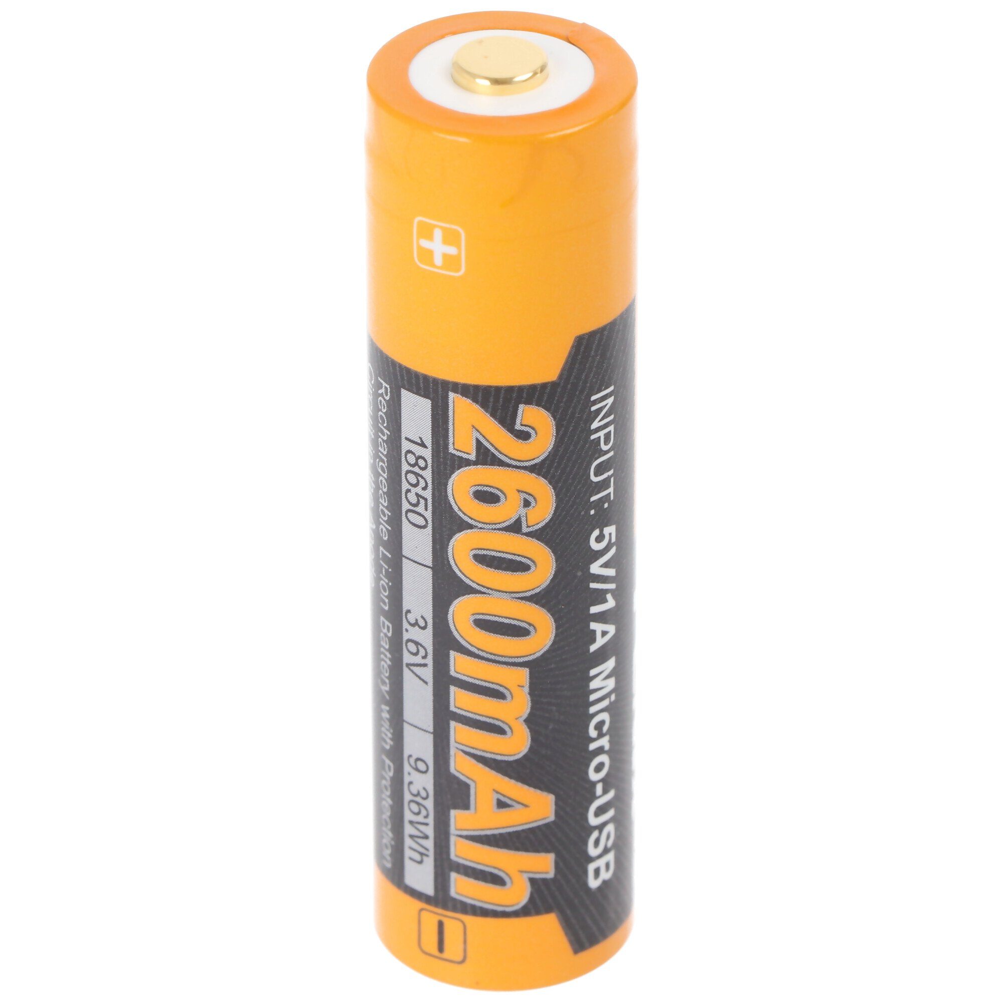 Fenix Li-Ion Akku 18650, mehrfach geschützt mit USB Ladefunktion, 70x18,6mm 2600 mAh (3,7 V)