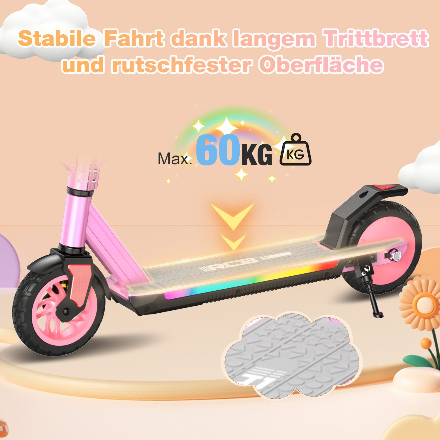 RCB TECH Elektro-Kinderroller R12 PRO mit verstellbarer Höhe, 7-Zoll-Vollgu günstig online kaufen