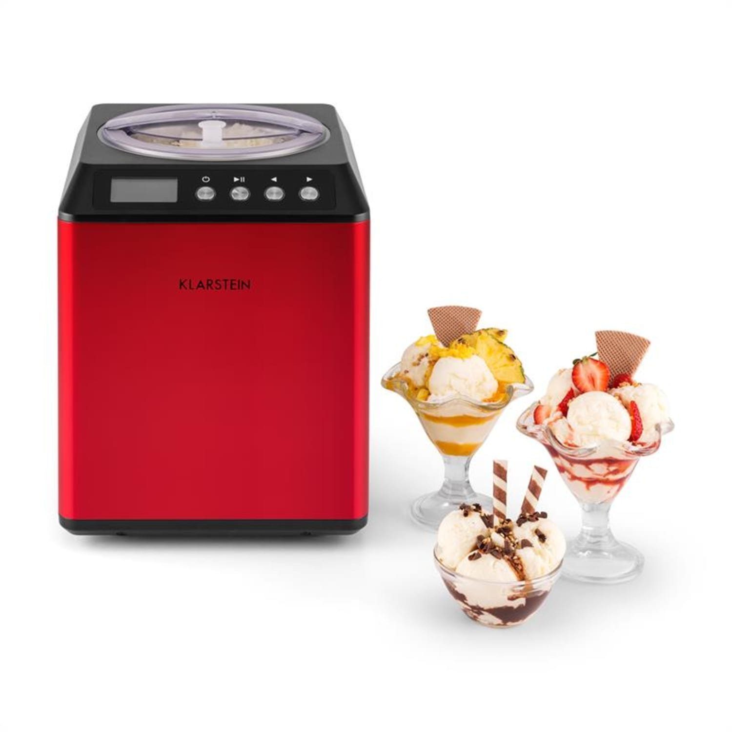 Klarstein Eismaschine Vanilla Sky, 2 l, 180 W, Eisbereiter Eismaschine ohne Vorkühlen für Sorbet & Frozen Yogurt