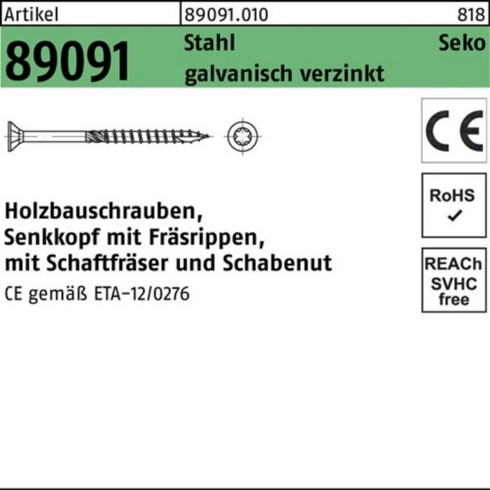 Reyher Holzbauschraube 100er Pack Holzbauschraube R 89091 SEKO ISR 8x120-T40 Stahl galv.verz.