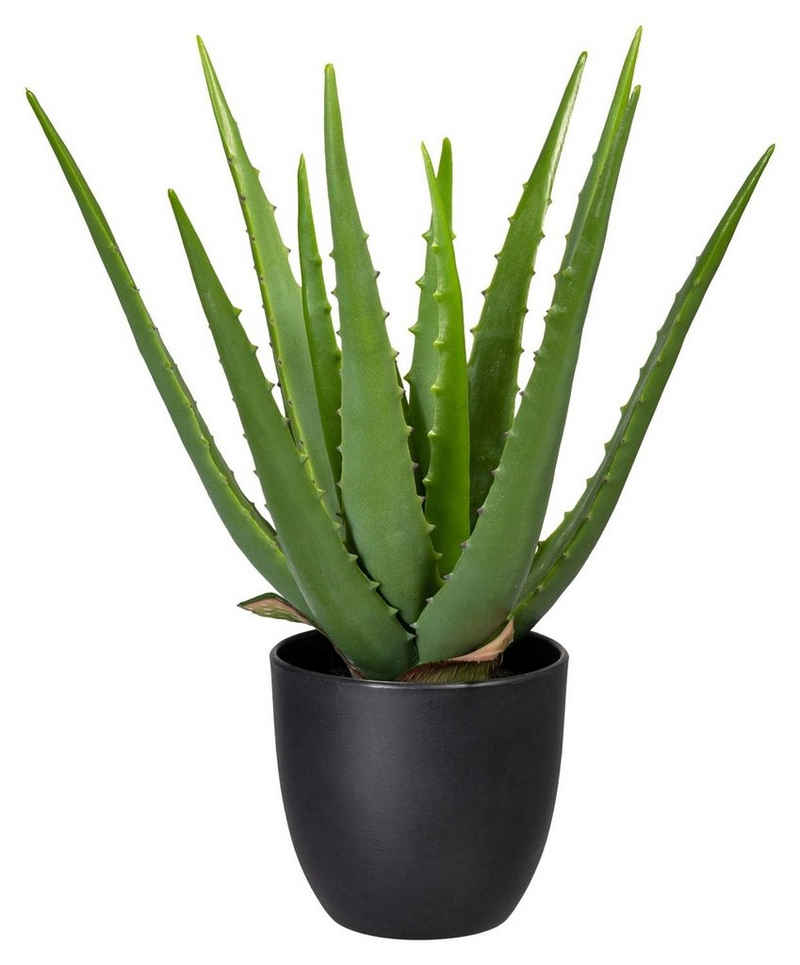 Kunstpflanze Aloe Vera im Topf PERESSA, Grün, Kunststoff, Gasper, Höhe 33 cm