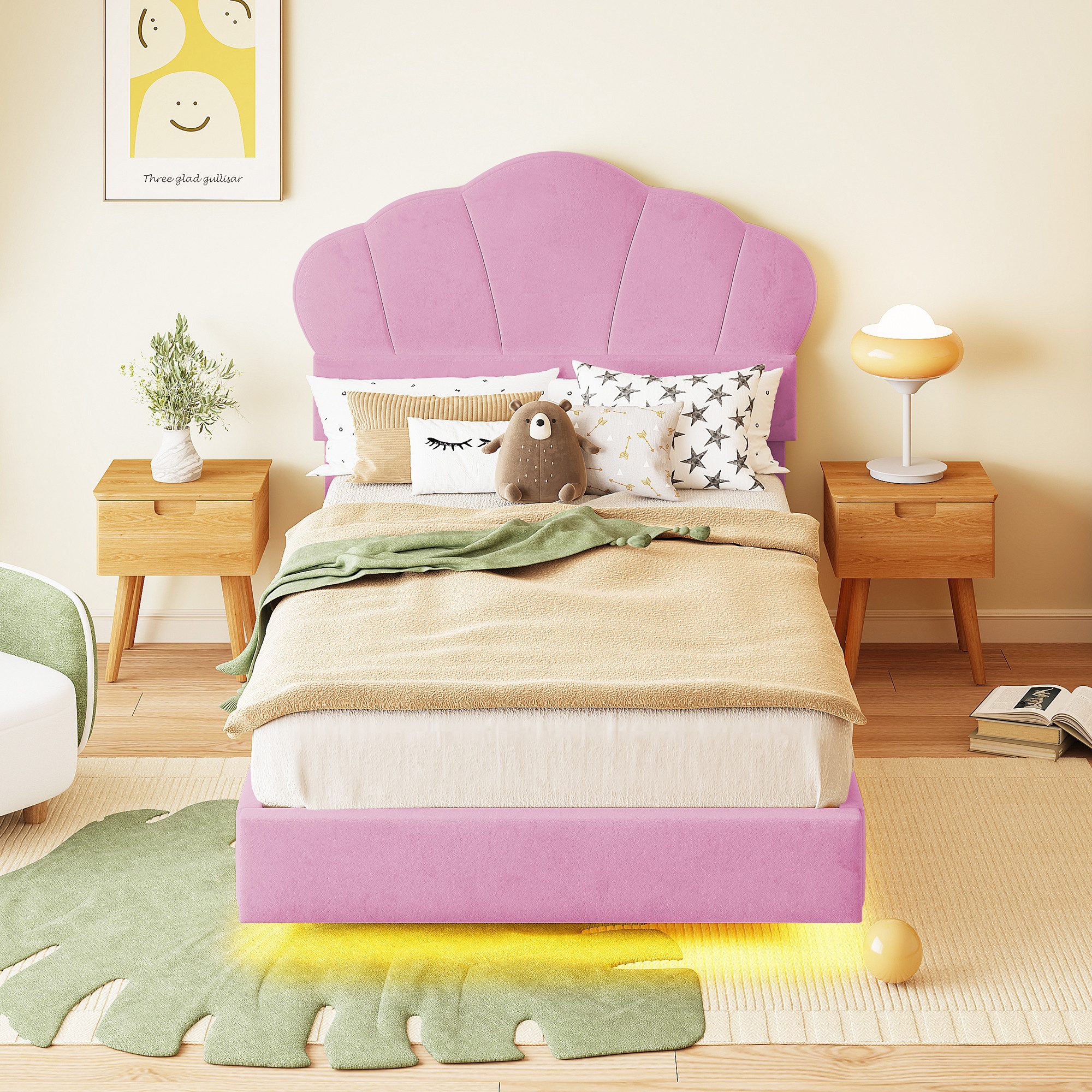 Flieks Polsterbett, LED Einzelbett 90x200cm mit günstig online kaufen