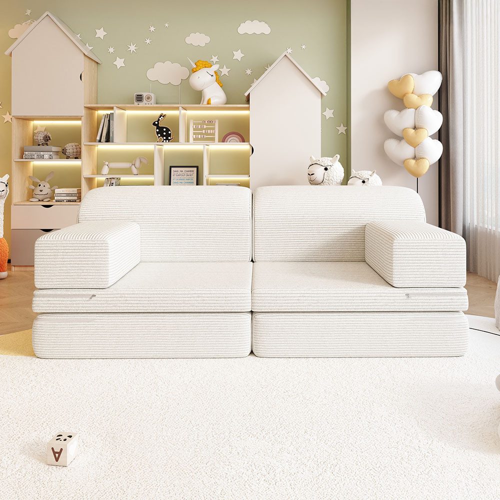 HOME DELUXE Kindersofa Spielsofa LIV - 140 x 70 x 53 cm, Unendliche Kombinationsmöglichkeiten, Modulares Spielsofa, Platzsparend, Cord Sofa, Kindgerechtes Sofa