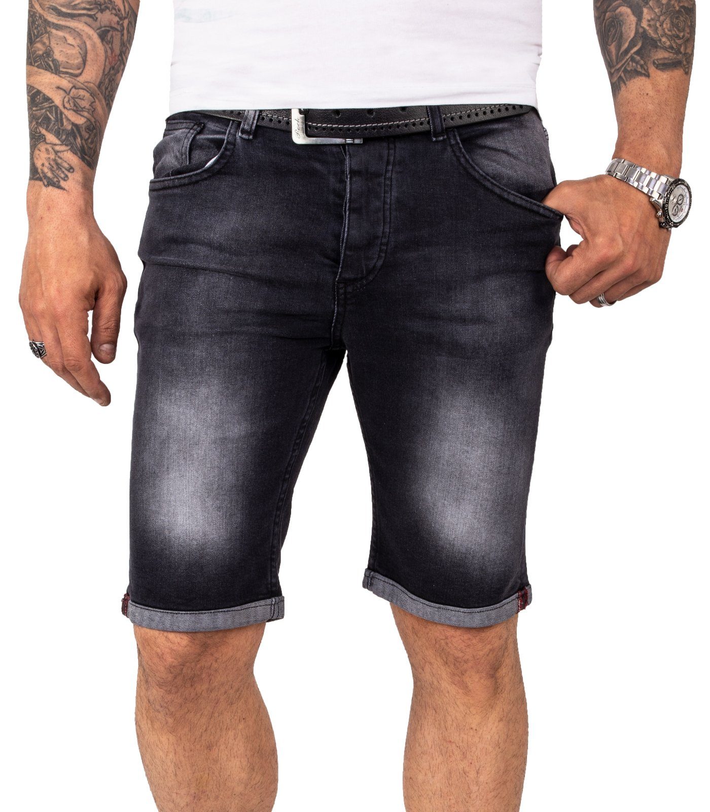 Rock Creek Jeansshorts Herren Shorts Denim Dunkelgrau RC-2214
