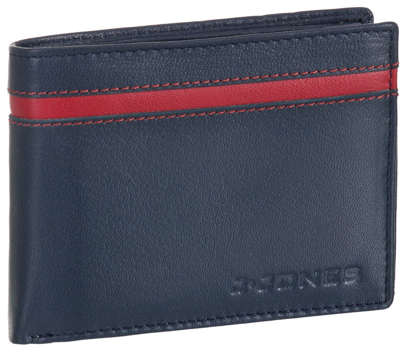 faltbar J.Jones Münzfach Echt Geldbörse, Geldbeutel marineblau Leder Portemonnaie Geldbörse mit RFID-Schutz