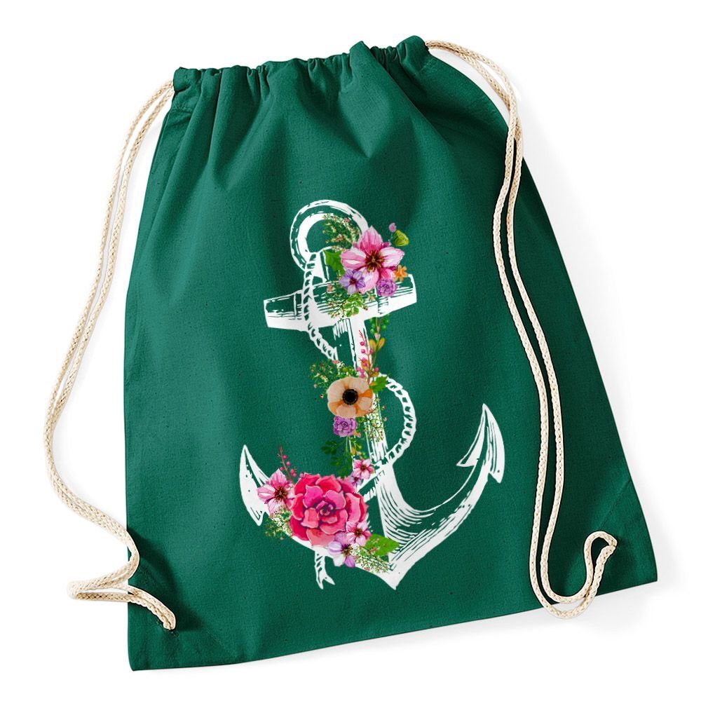 Boho grün Turnbeutel Anker Watercolour Gym Turnbeutel Beutel Ethno Blumen Hipster Autiga Tasche Bag