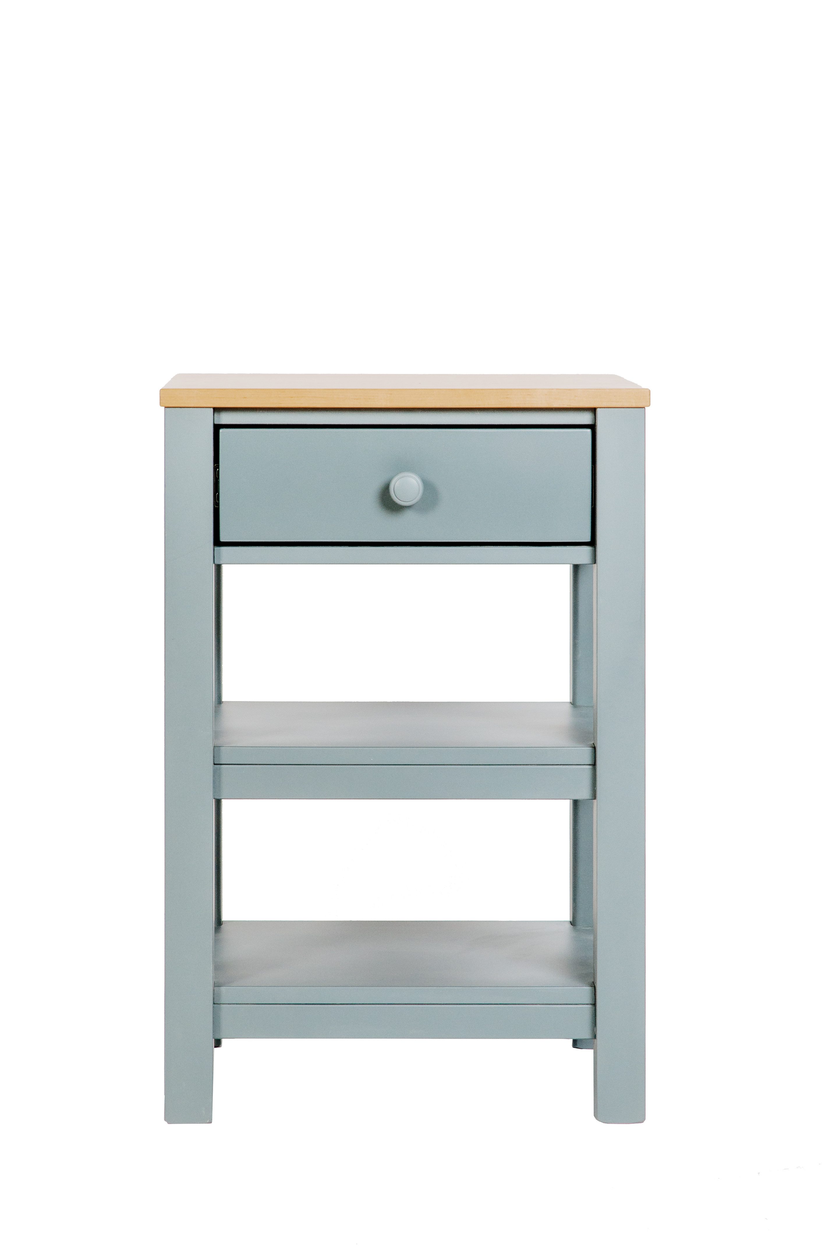kundler home Beistelltisch, Garderobentisch, Serviertisch, Küchentisch, Butcher Block, Deckplatte aus Massivholz Birke in A+ Qualität. Grau Matt lackiert.