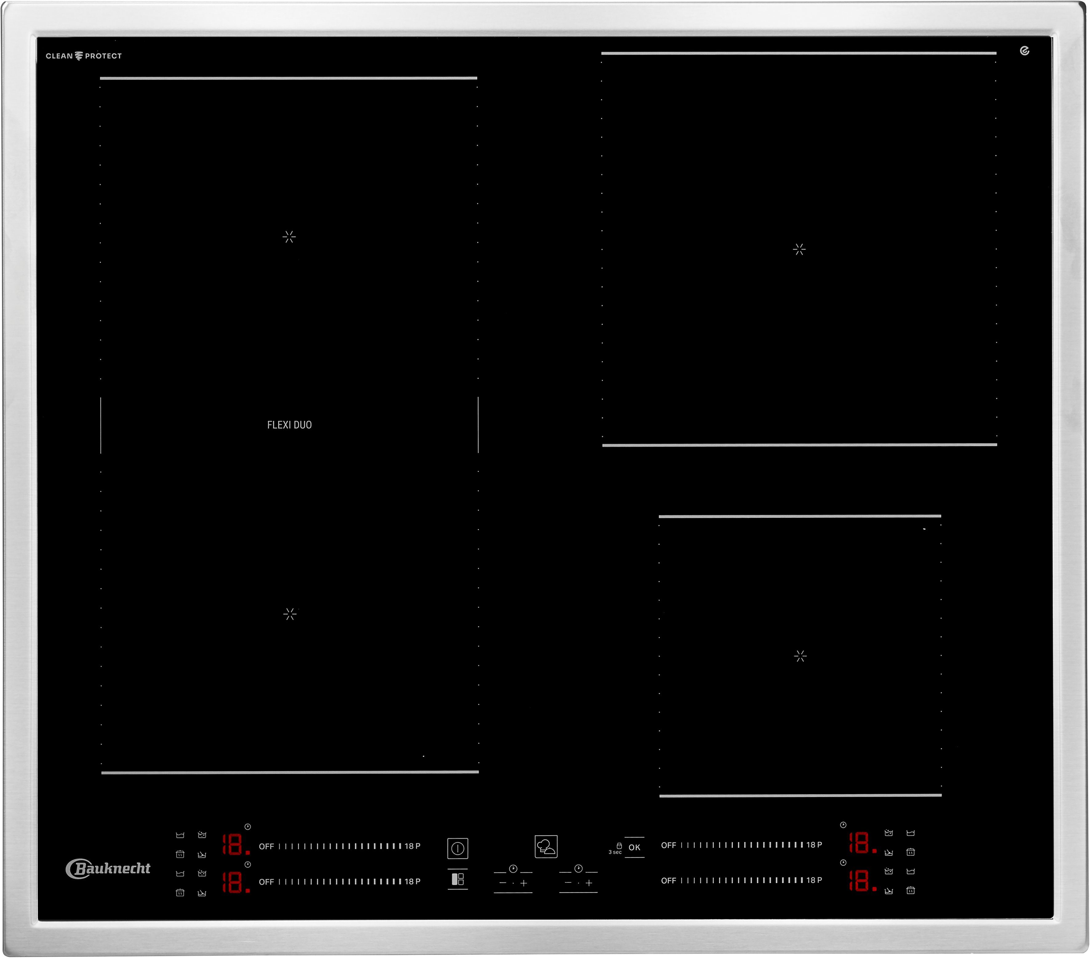 BAUKNECHT Flex-Induktions-Kochfeld BS 5760C CPFT, CleanProtect – mühelose Reinigung nur mit Wasser