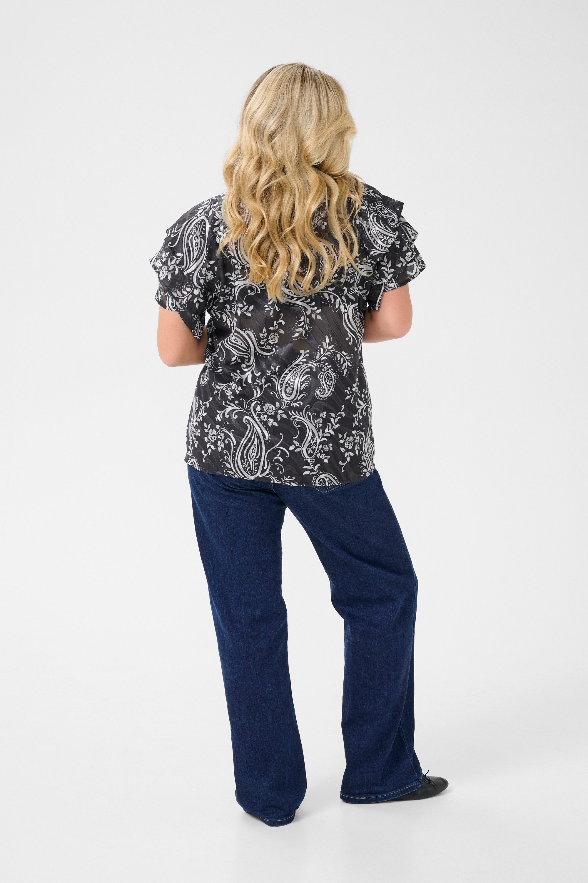 KAFFE Curve Kurzarmbluse Kurzarm-Bluse KClectra Große Größen