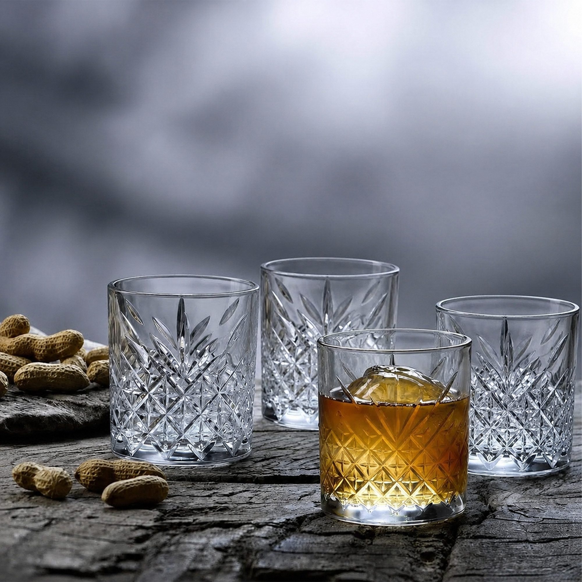 Pasabahce Gläser-Set Timeless Whiskeyglas, 4-tlg., Glas, ideal für Whisky, Scotch & Old Fashioned, 345ml, 4er Set