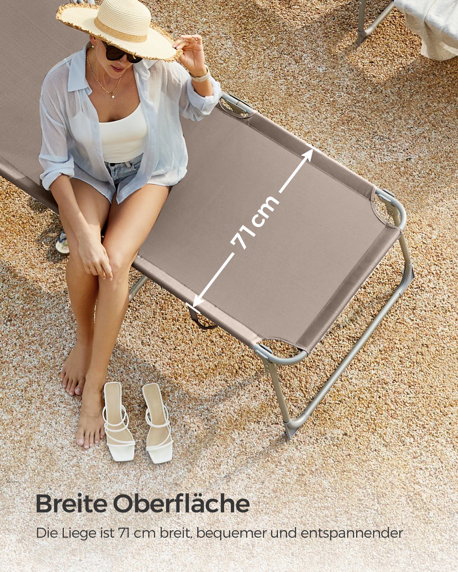 SONGMICS Gartenliege, 1 St., Große Sonnenliege,klappbarer Liegestuhl,200x71x38cm