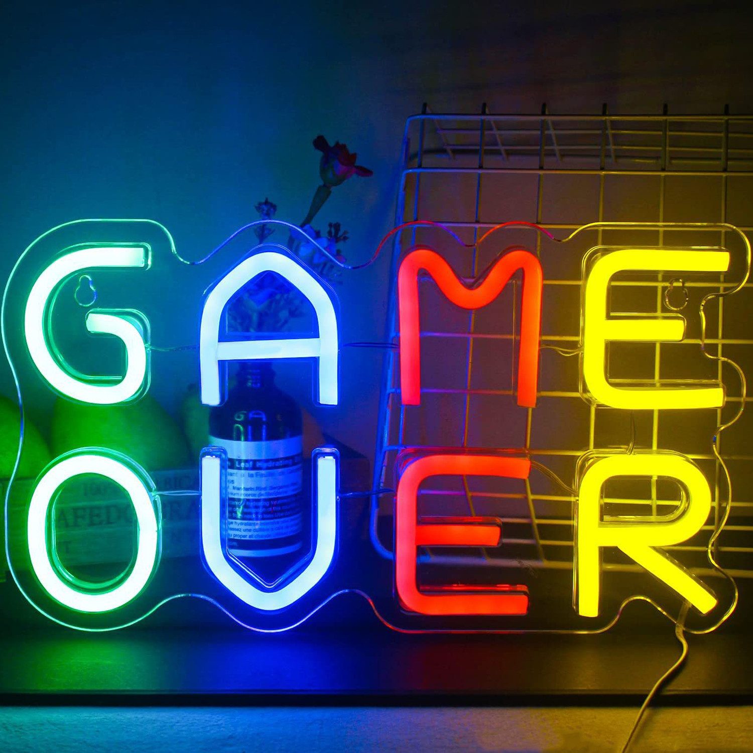 LED Dekolicht Game Over Neon Schild Leuchtreklame Neonlicht LED Wand Dekor