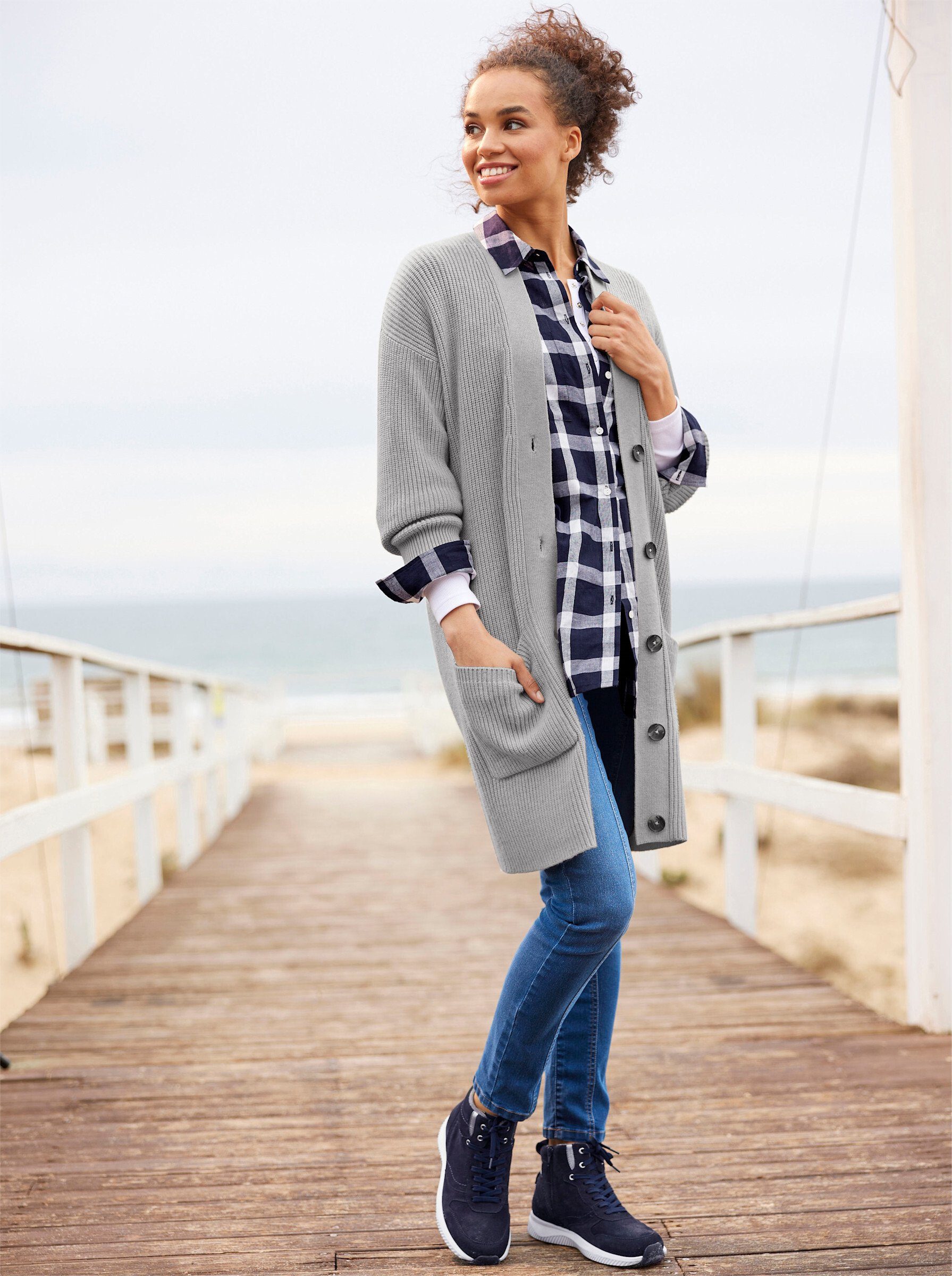 heine Strickjacke Strickjacke Langarm